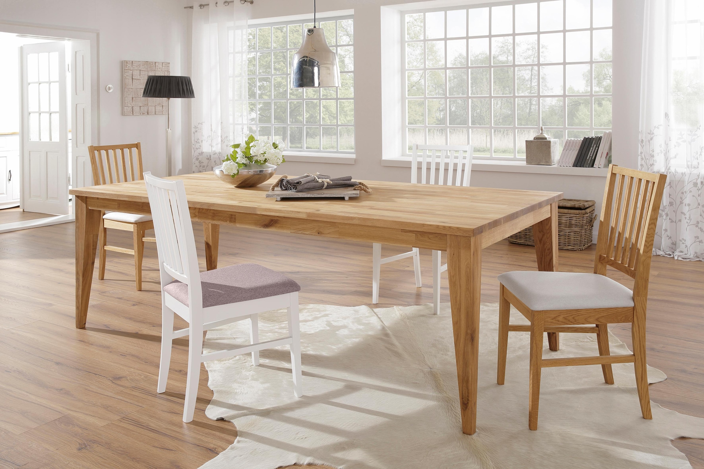 Home affaire Esszimmerstuhl »Ruanda Küchenstuhl TOPSELLER«, (Set), 4 St., Webstoff, im 2er, 4er oder 6er-Set, Holzstuhl
