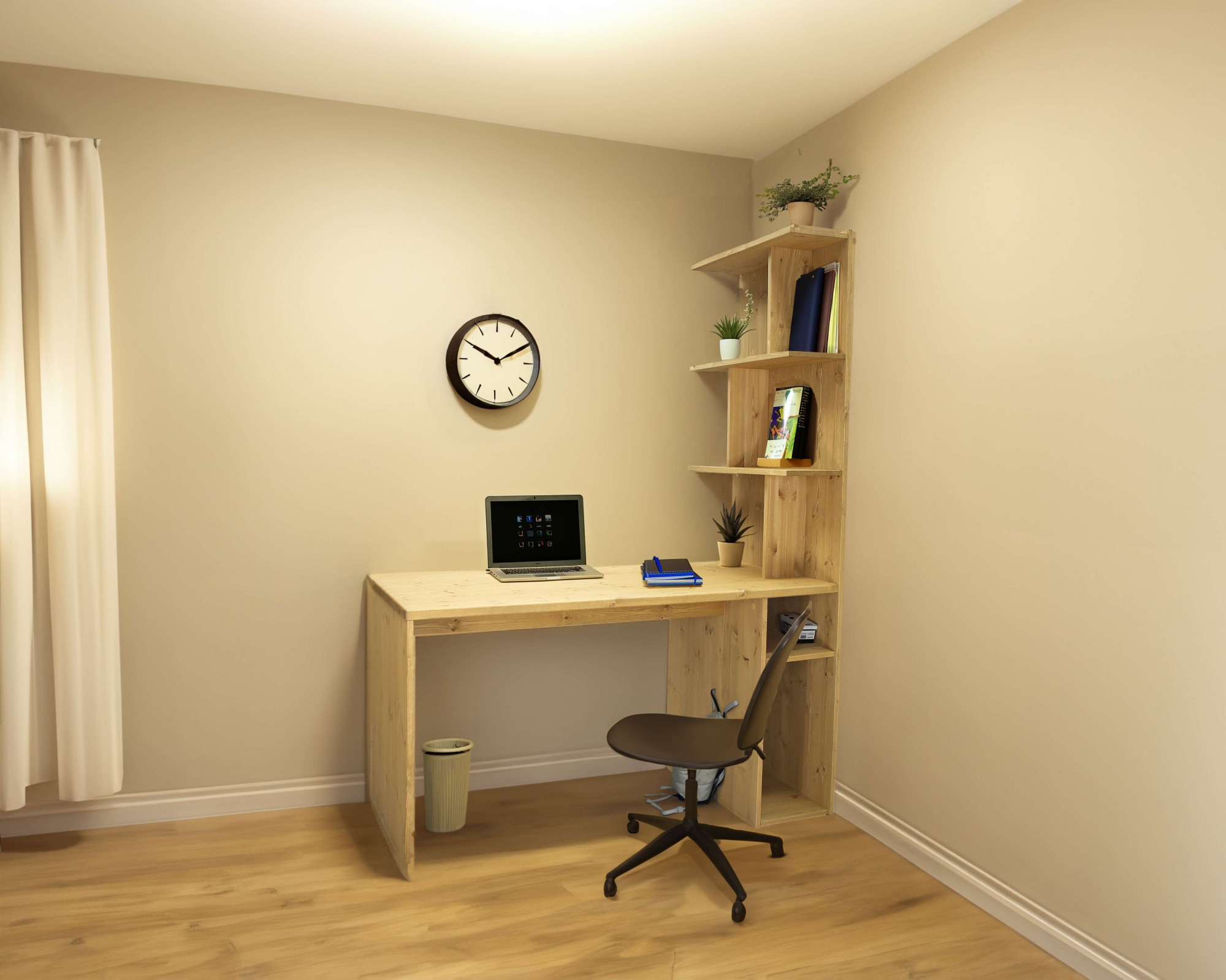 Home affaire Regal-Schreibtisch »AUGUSTINE«, zertifiziertes Massivholz, Ablageregale für Arbeitsutensilien
