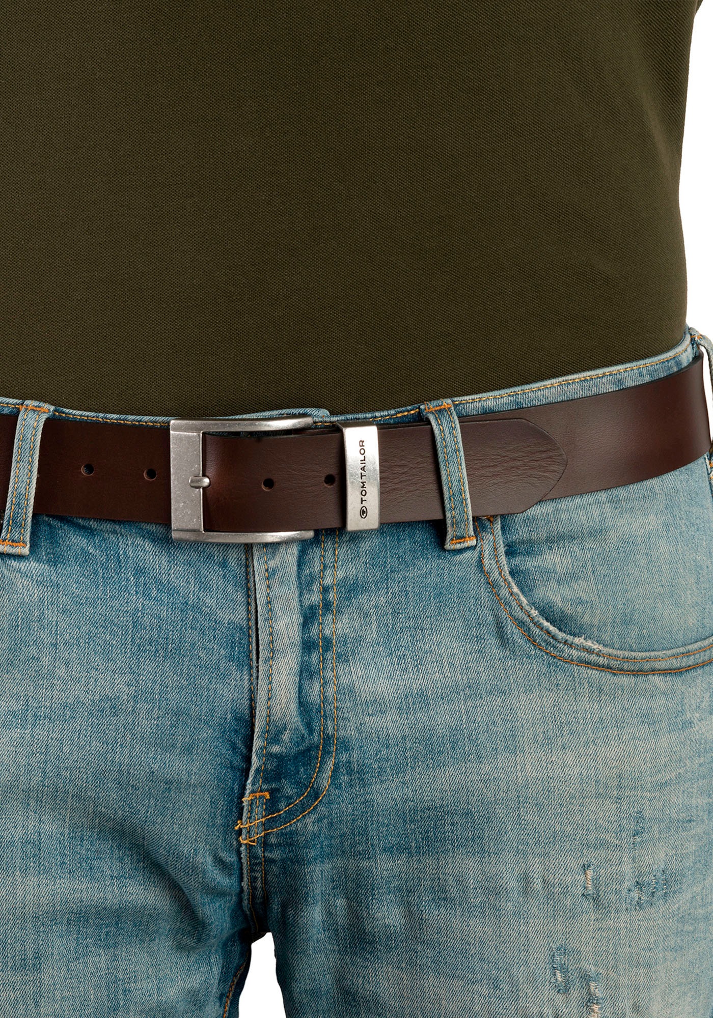 TOM TAILOR Ledergürtel »TTTOM«, 4 cm breiter Herrengürtel, Casual und Jeans Look