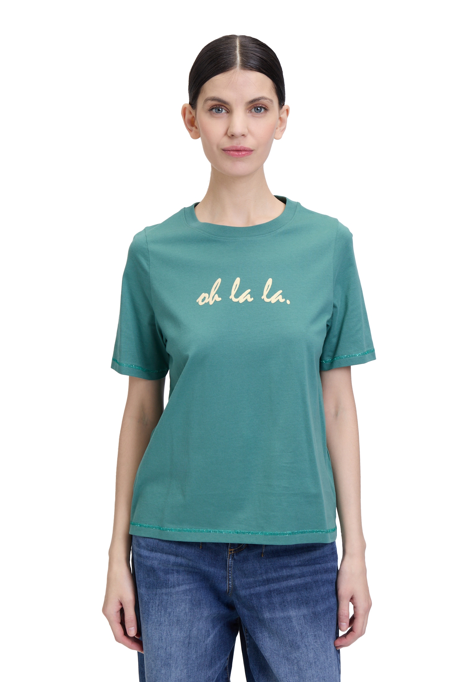 Cartoon Kurzarmshirt "Cartoon Damen Printshirt mit Rundhalsausschnitt", (1 günstig online kaufen