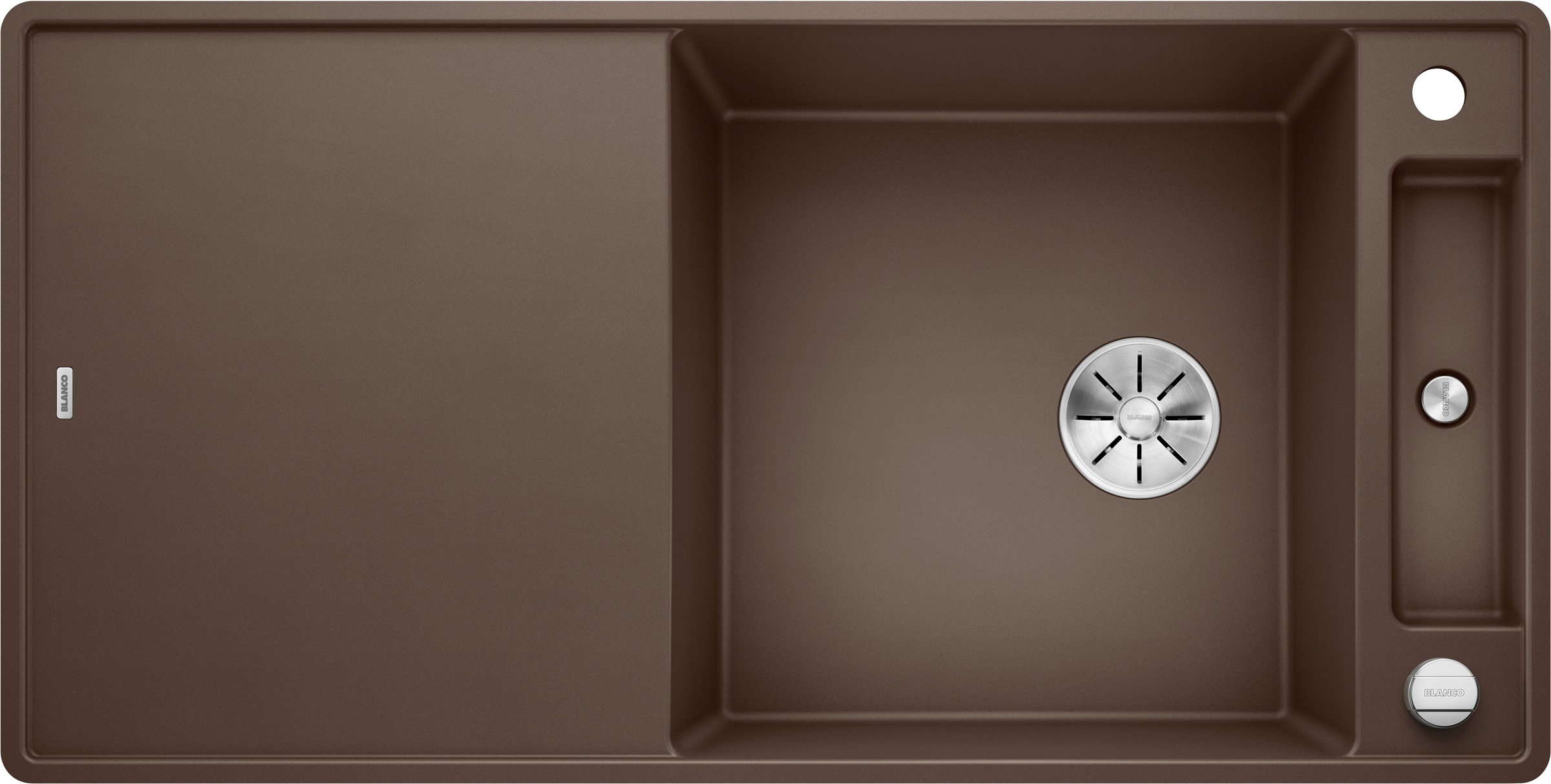 Granitspüle BLANCO, B:50cm H:19cm T:99cmcafe, Verbundwerkstoff, Küchenspülen, "AXIA III XL 6 S-F", inklusive gratis