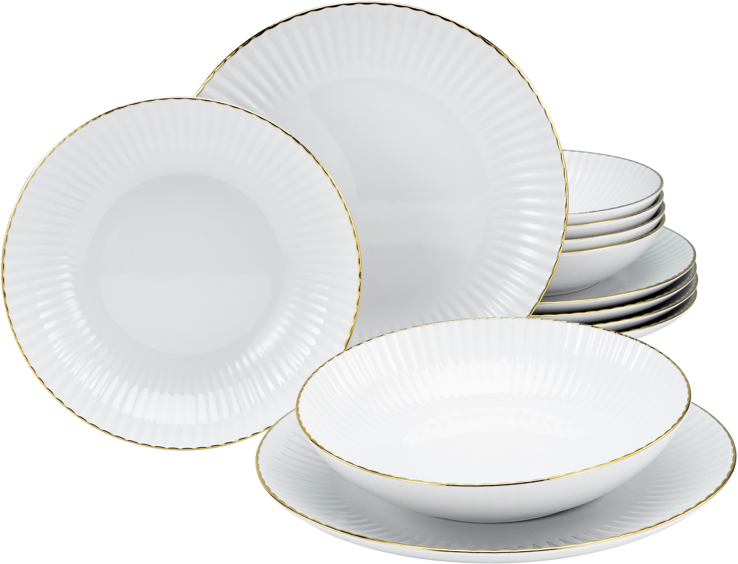 my home Tafelservice "Teller Set, Geschirr-Set Elisetta" Goldband, Made in günstig online kaufen