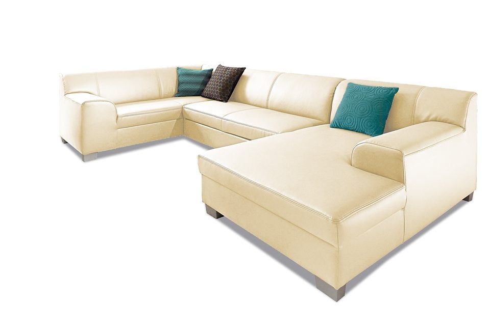 DOMO collection Wohnlandschaft »Amando in vielen Bezugsvarianten, auch in Leder, komfortabel, U-Form«, wahlweise mit Bettfunktion, fester Sitzkomfort, frei im Raum stellbar
