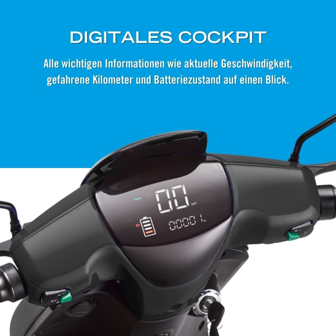 Blu:s E-Mofaroller »XT2000«, bis zu 59 km Reichweite, mit Straßenzul., 2 Sitzplätze, für Erwachsene