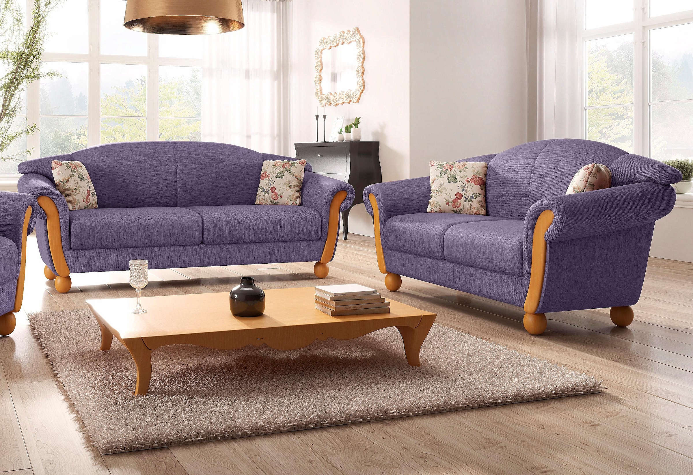 Home affaire Polstergarnitur "Milano, bequem durch Federkern, Landhaus Stil günstig online kaufen