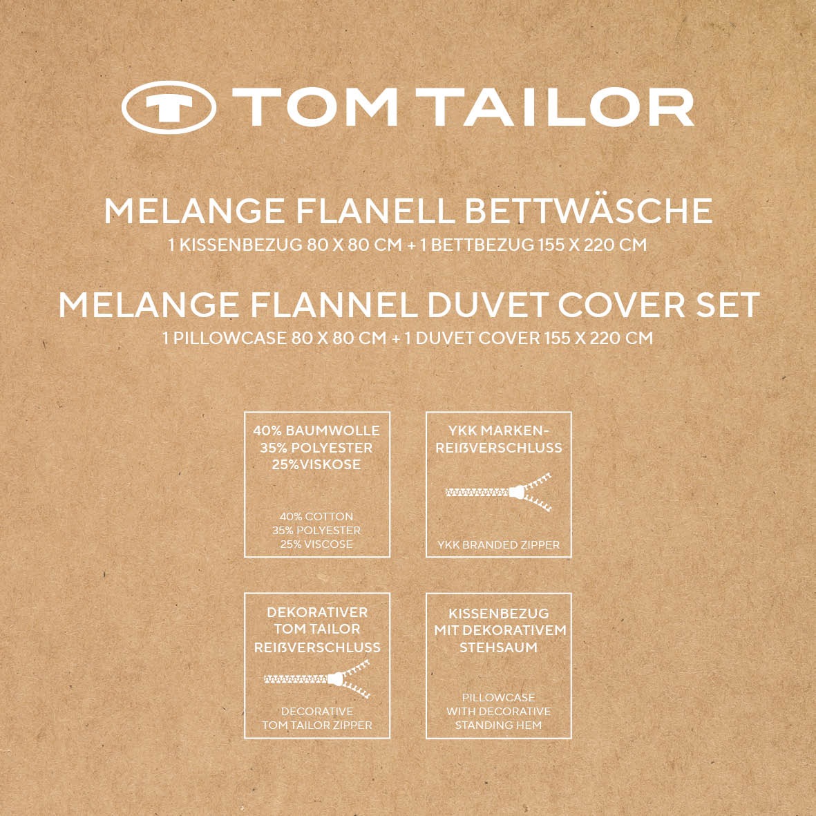 TOM TAILOR HOME Bettwäsche »WOVEN MELANGE in Gr. 135x200cm oder 155x220cm«, new bedroom, Doppelnaht am Kissen, gewebtes Label