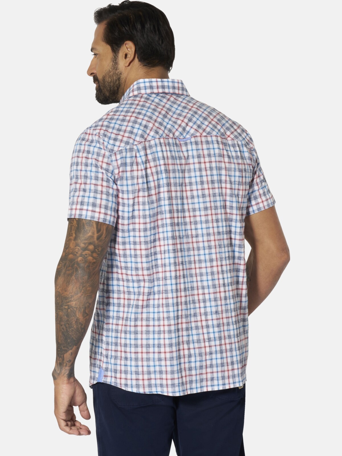 Jan Vanderstorm Bendiks Short Sleeve Shirt Blue Check XL 2