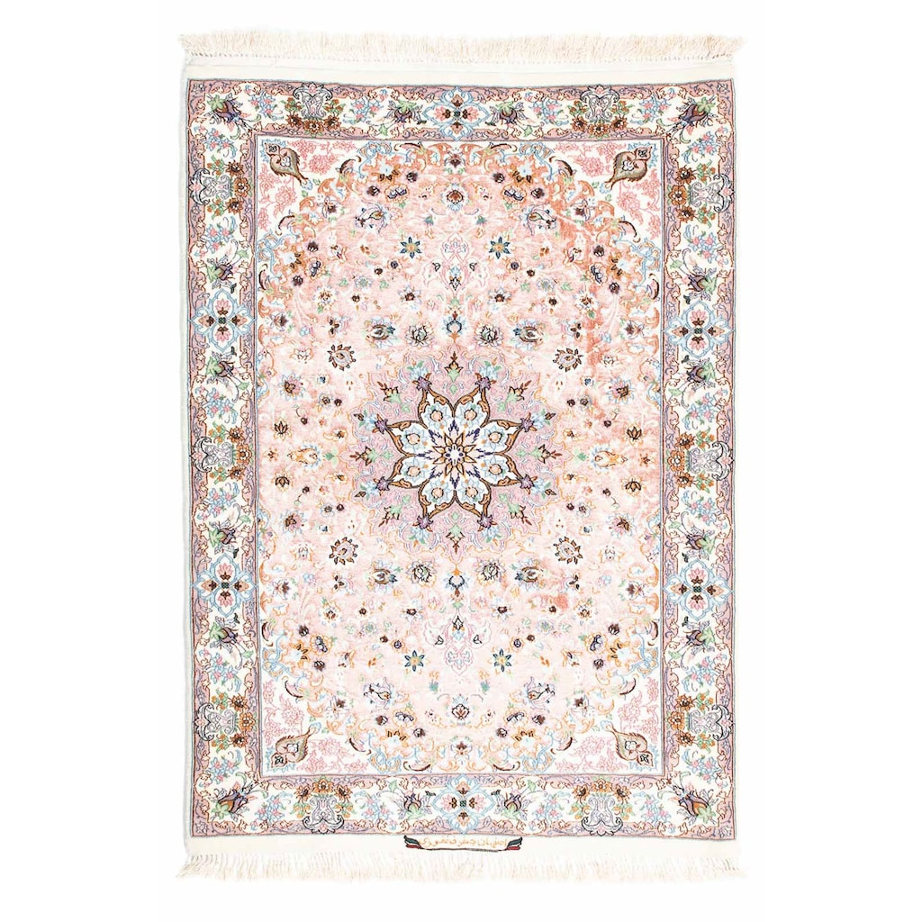 morgenland Orientteppich »Perser - Isfahan - Premium - 118 x 84 cm - rosa«, rechteckig, Wohnzimmer, Handgeknüpft, Einzelstück mit Zertifikat