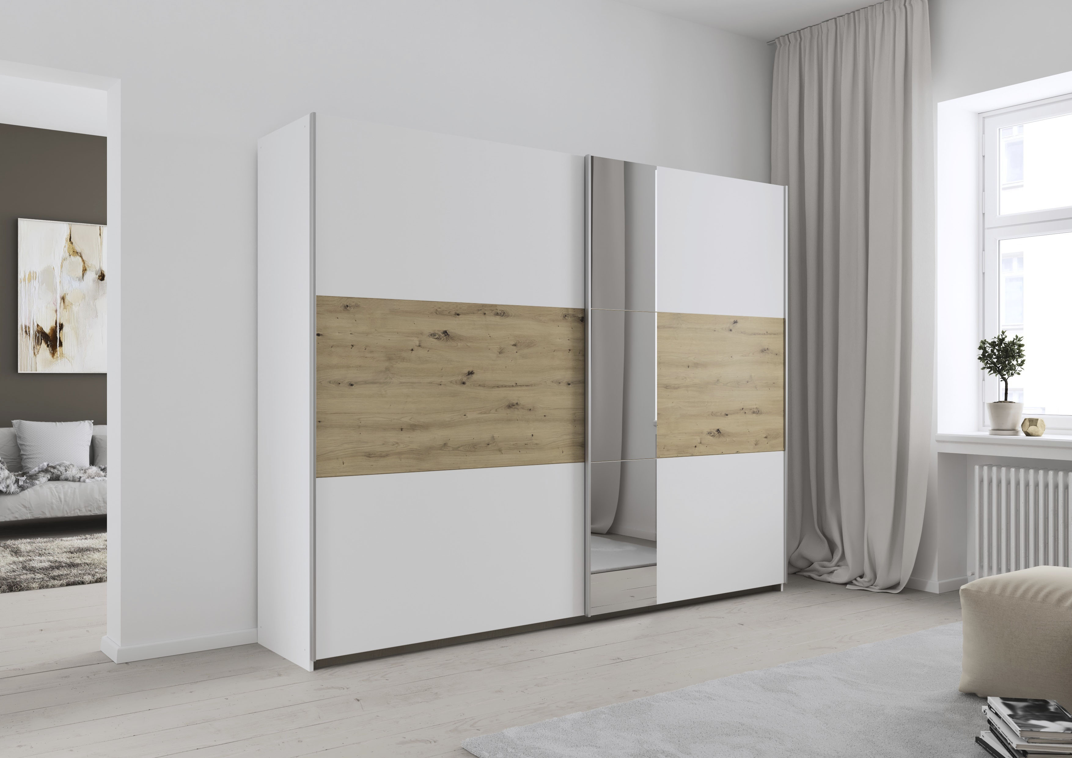 OTTO home Kleiderschrank "Mehrzweckschrank Aktenschrank Möbel Mietswohnung TOPSELLER ASTANA" 3 Ausstattungen BASIC/CLASSIC/PREMIUM (inkl. SOFT-CLOSE-FUNKTION), mit 3 Spiegelelementen, Metallgriffleisten alufarbig MADE IN GERMANY