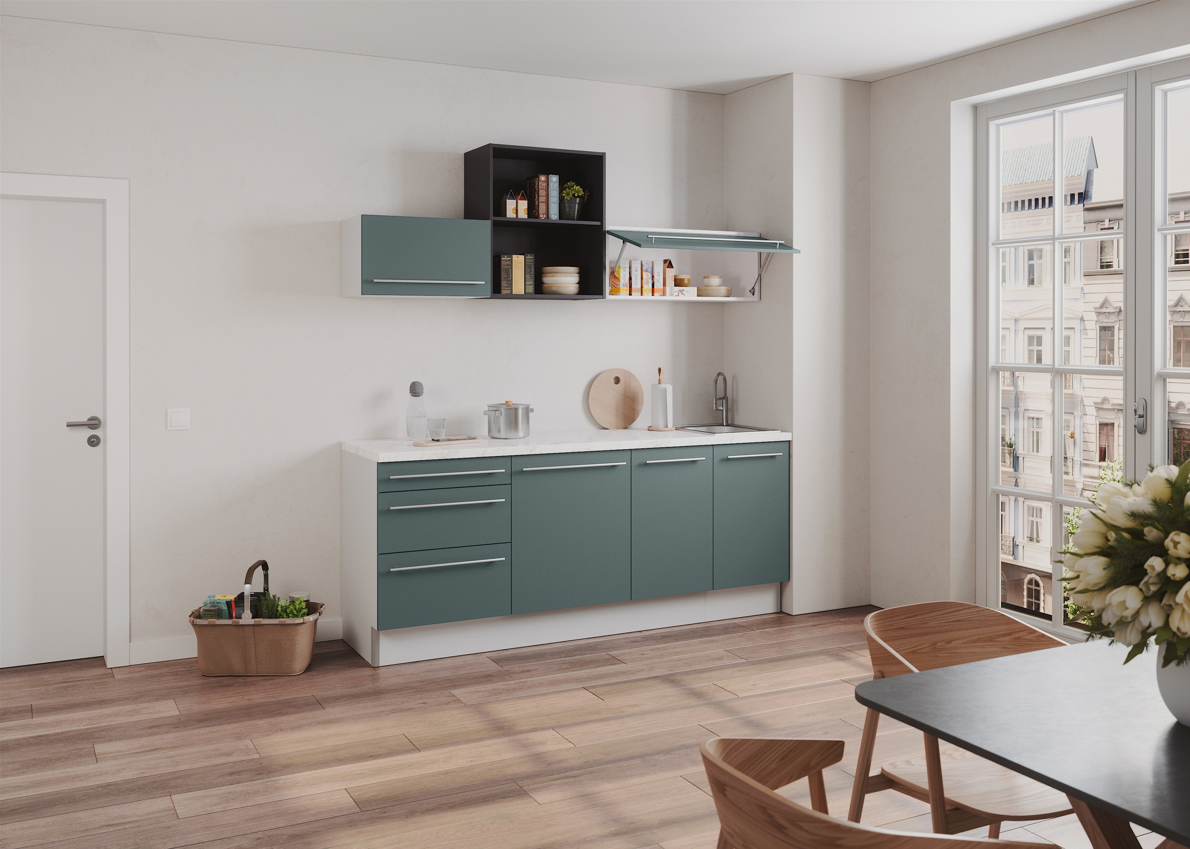 KOCHSTATION Küche "KS-Bern2", Breite 210 cm, wahlweise mit E-Geräten, mit R günstig online kaufen