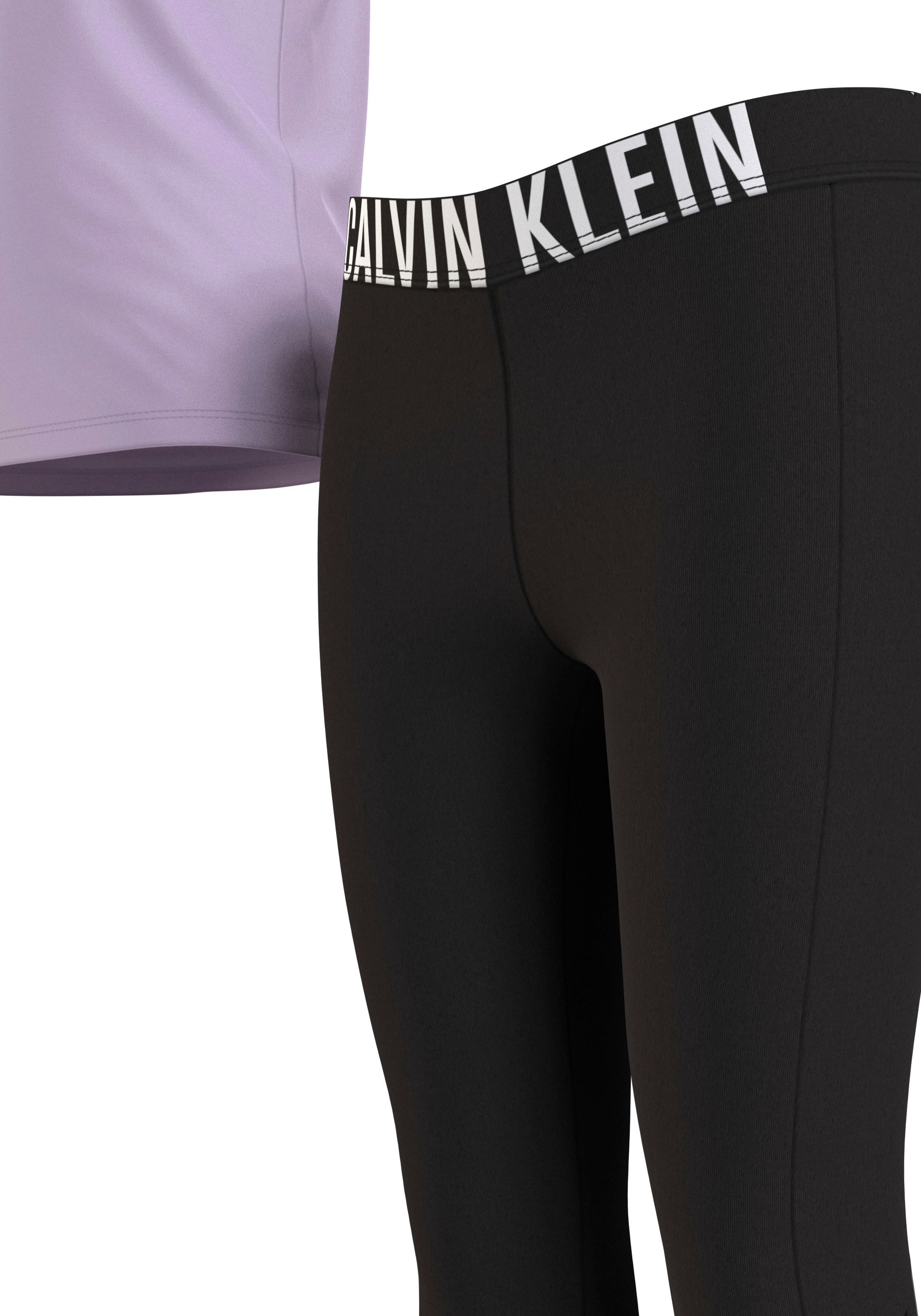 Calvin Klein Pyjama »KNIT PJ SET (SS+LEGGING)«, (2 tlg.), mit leicht  transparenten Beineinsätzen online bestellen | BAUR