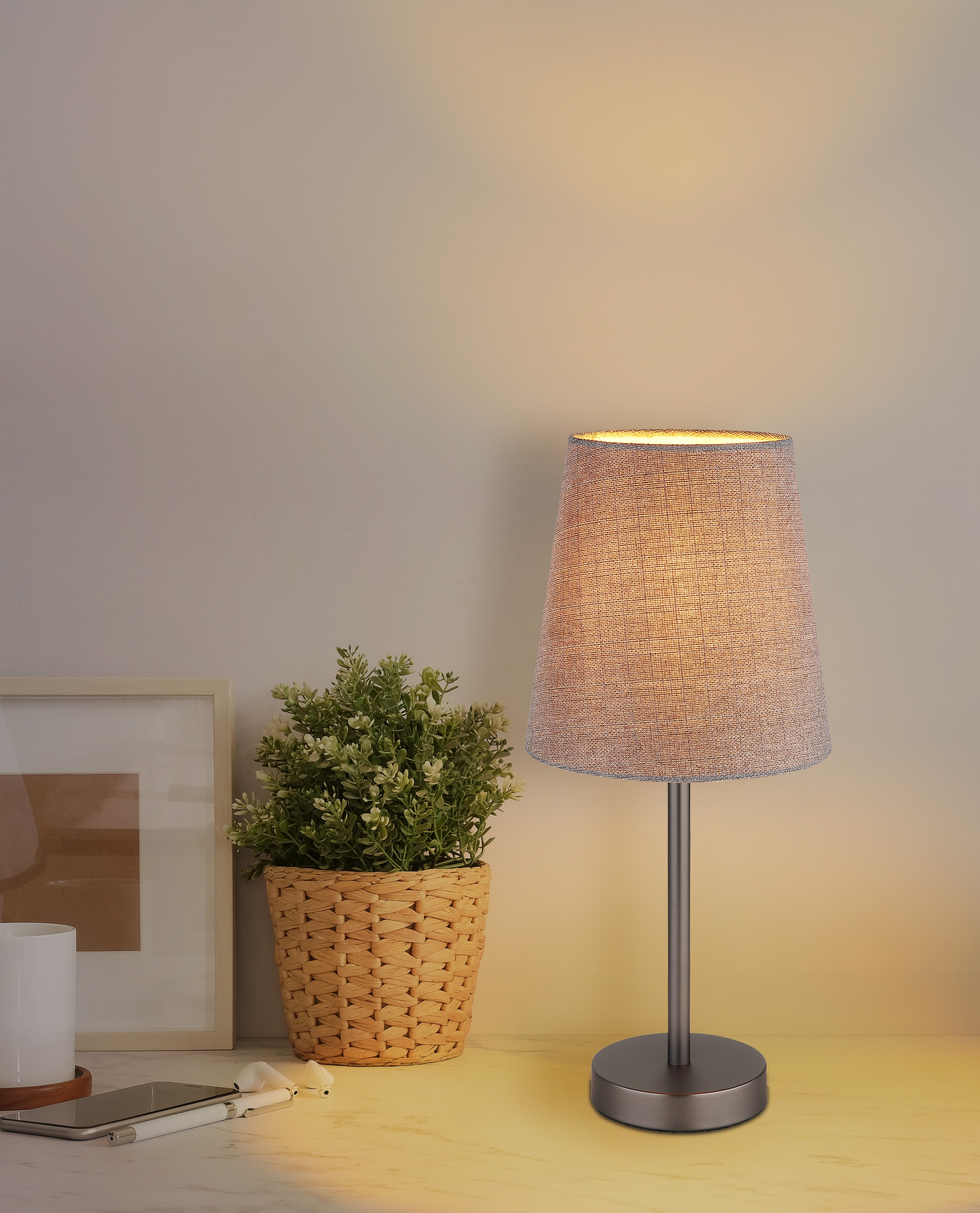 NOWA Tischleuchte »JORIS« E14 1 Stk. eleganter Stoffschirm, modernes Design