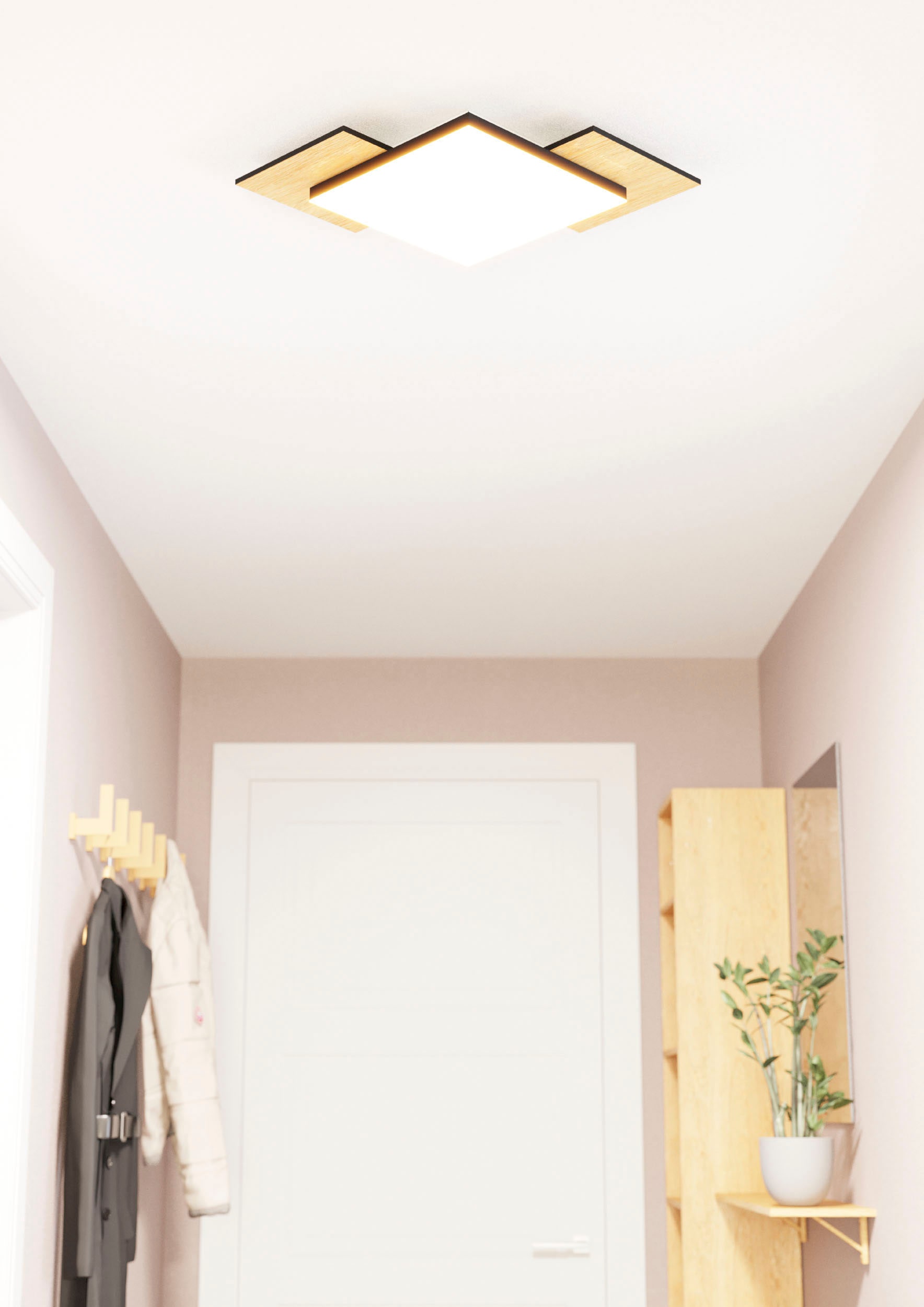 EGLO Deckenleuchte »TAMURIA«, Leuchtmittel LED-Modul | LED fest integriert, Deckenleuchte in schwarz und braun aus Stahl, Holz - Warmweiß