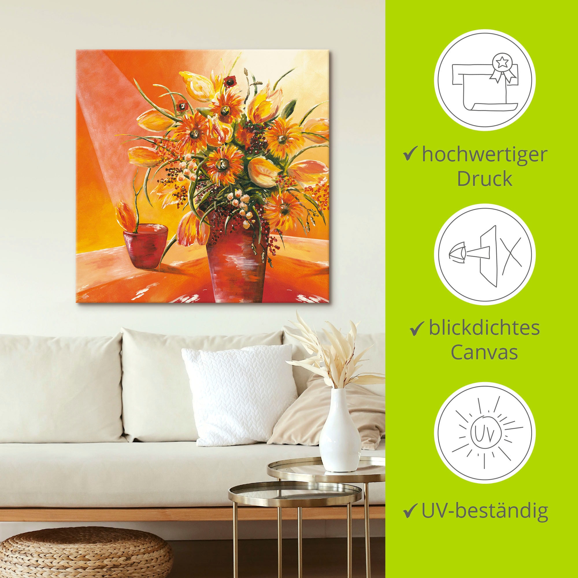 Artland Wandbild »Blumenstrauß in Vase I«, Blumen, (1 St.), als Alubild, Outdoorbild, Leinwandbild, Wandaufkleber, versch. Größen