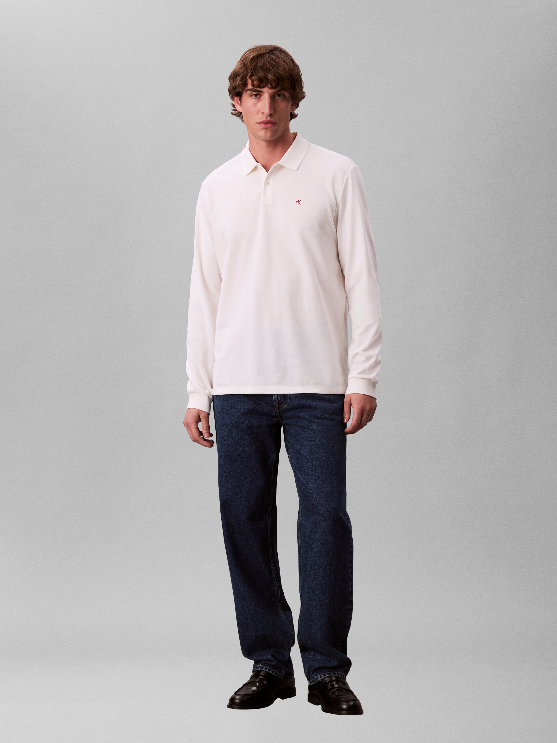 Calvin Klein Jeans Langarm-Poloshirt Regular fit mit Rundhalsausschnitt