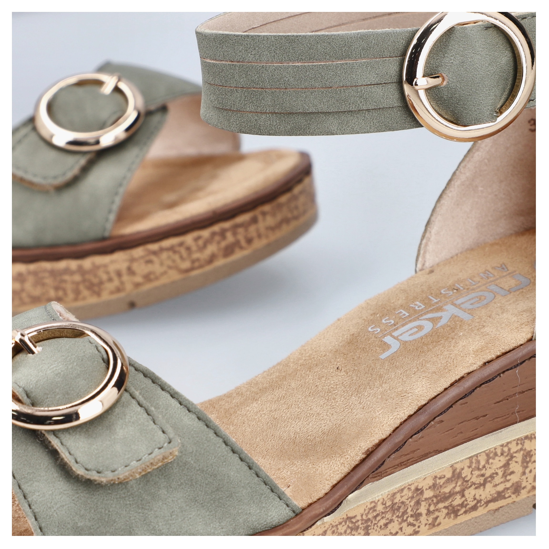 Rieker Keilsandalette  Sommerschuh, Urlaubsschuh, Sandale mit trendy Fesselriemchen