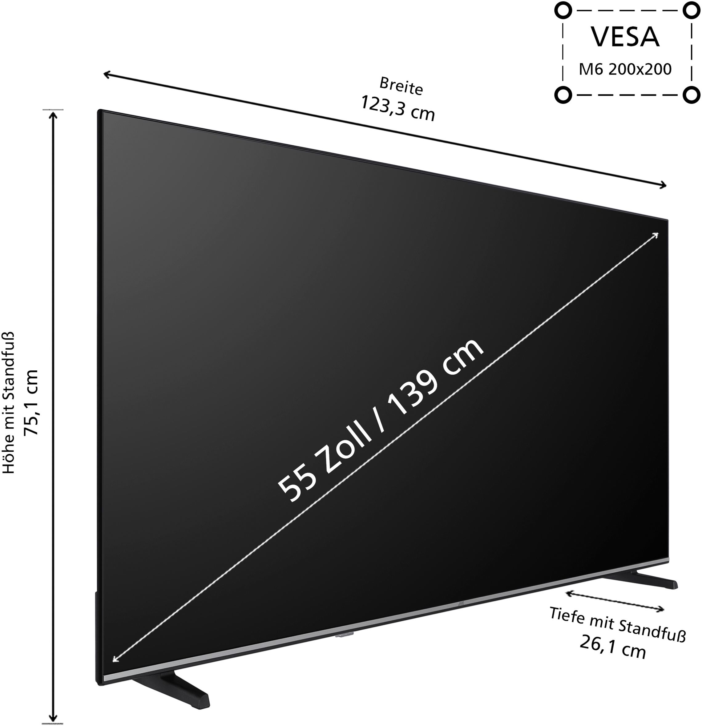 JVC LED-Fernseher »LT-55VD3555«, 4K Ultra HD, Smart-TV