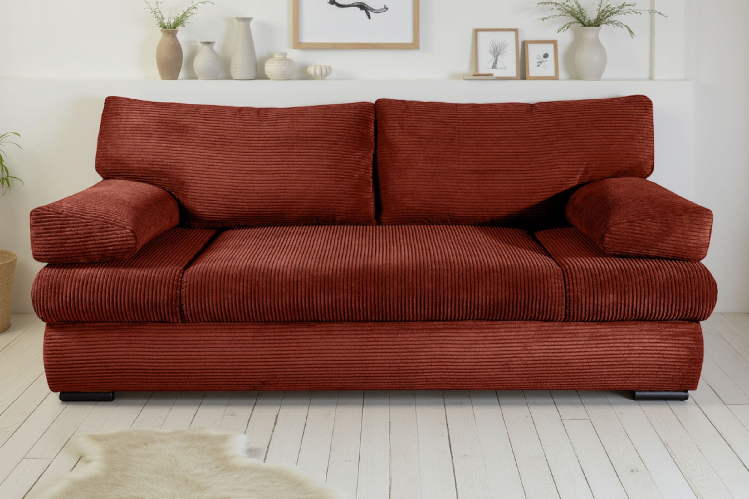 COLLECTION AB Schlafsofa "Tina, B: 200 cm, Liegefl. 146x200 cm" Schlaffunktion, Bettkasten & 2 Armlehnenkissen, Federkern