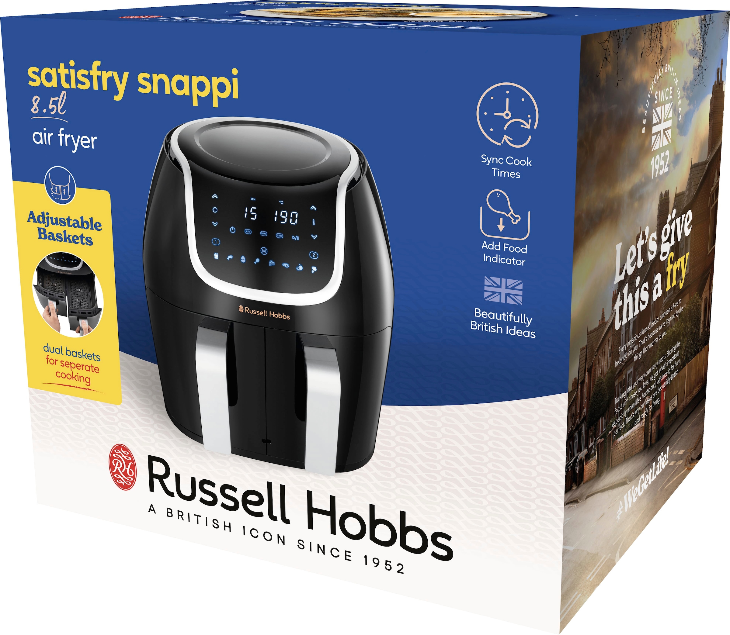 RUSSELL HOBBS Heißluftfritteuse »27290-56 SatisFry Snappi Dual Basket«, 1700 W, Fassungsvermögen 8,5 l