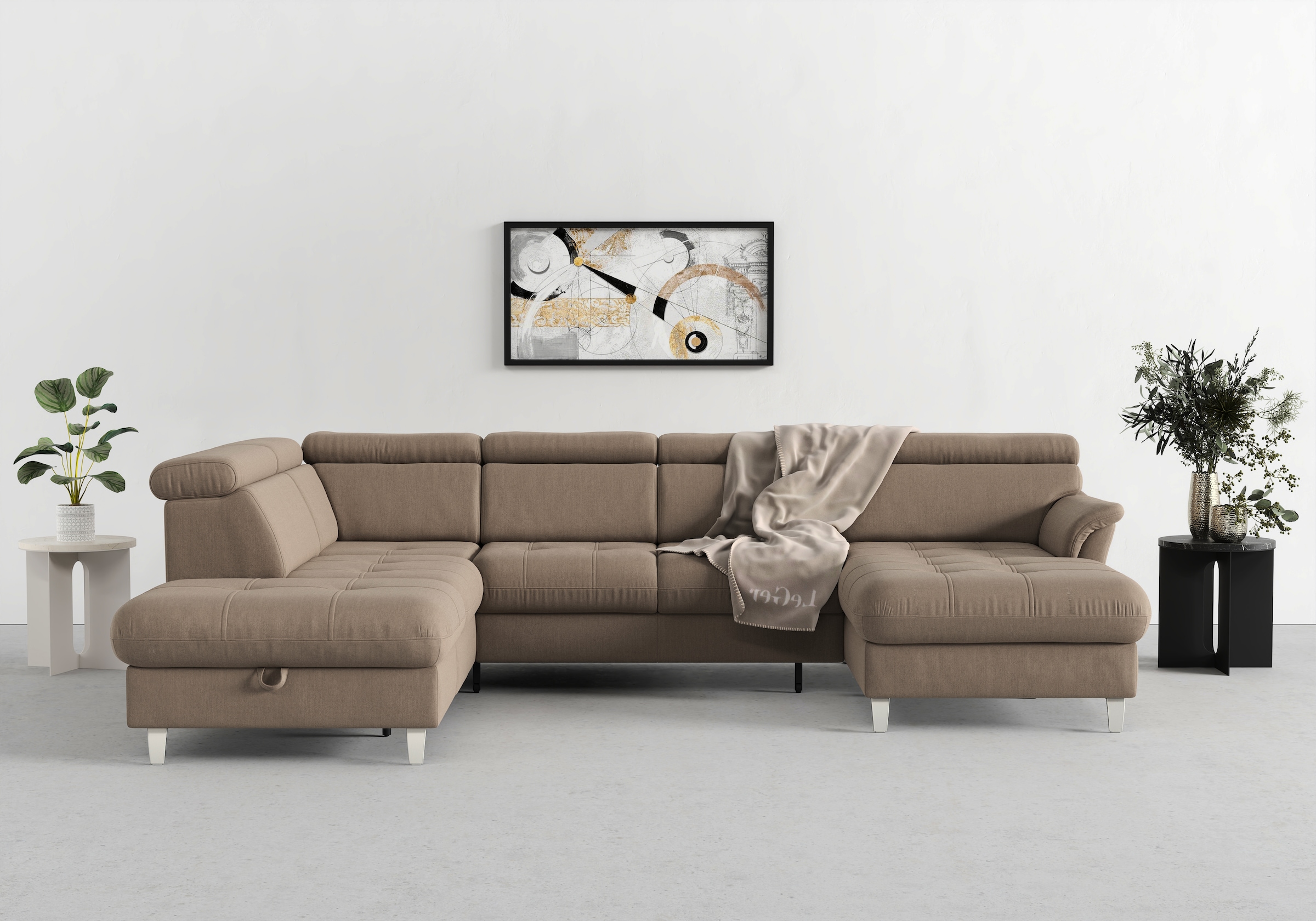 sit&more Wohnlandschaft "Marano U-Form" inklusive Kopfteilverstellung, optional Schlaffunktion & Bettkasten