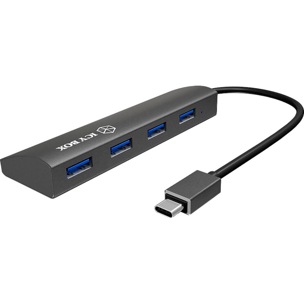 ICY BOX Computer-Adapter »ICY BOX 4-Port USB 3.0 HUB, Aluminium-Gehäuse mit USB-C Stecker«