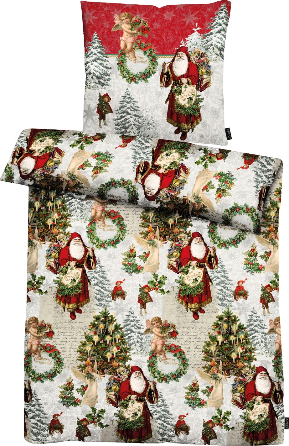 APELT Bettwäsche »Nikolaus«, (2 tlg.), wunderschönes Weihnachtsmann- Motiv im... kaufen