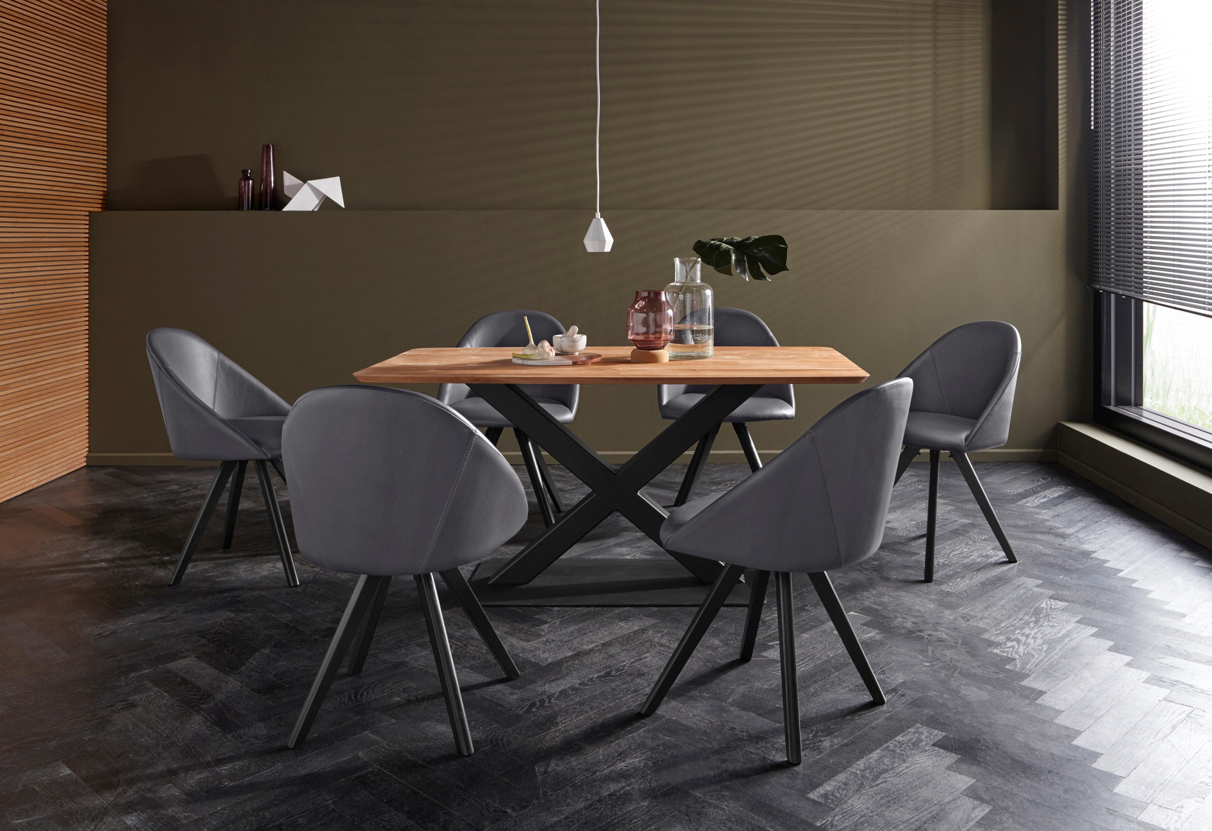 Home affaire 4-Fußstuhl "Lotos" (Set) 2 Stk.Bezug aus Echtleder und Gestell günstig online kaufen