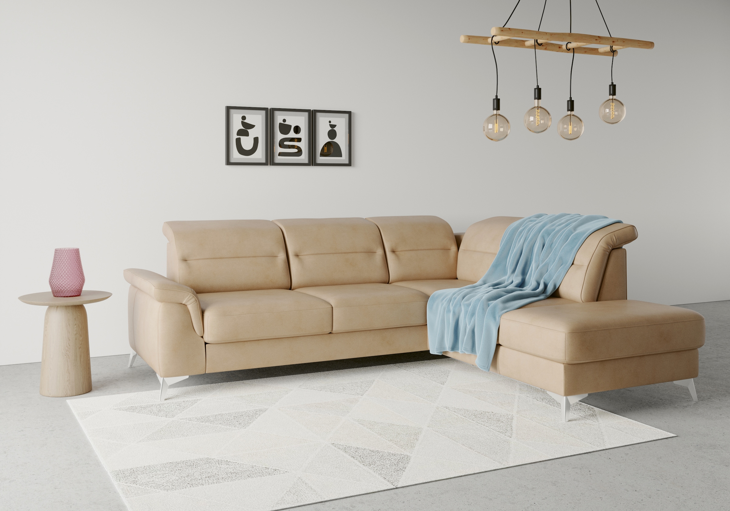 Ecksofa SIT & MORE "Sinatra L-Form", braun (macchiato), B:251cm H:85cm T:220cm, 100% Polyester, Sofas, Ecksofa, mit Ottomane, optional mit Kopfteilverstellung und Armteilfunktion
