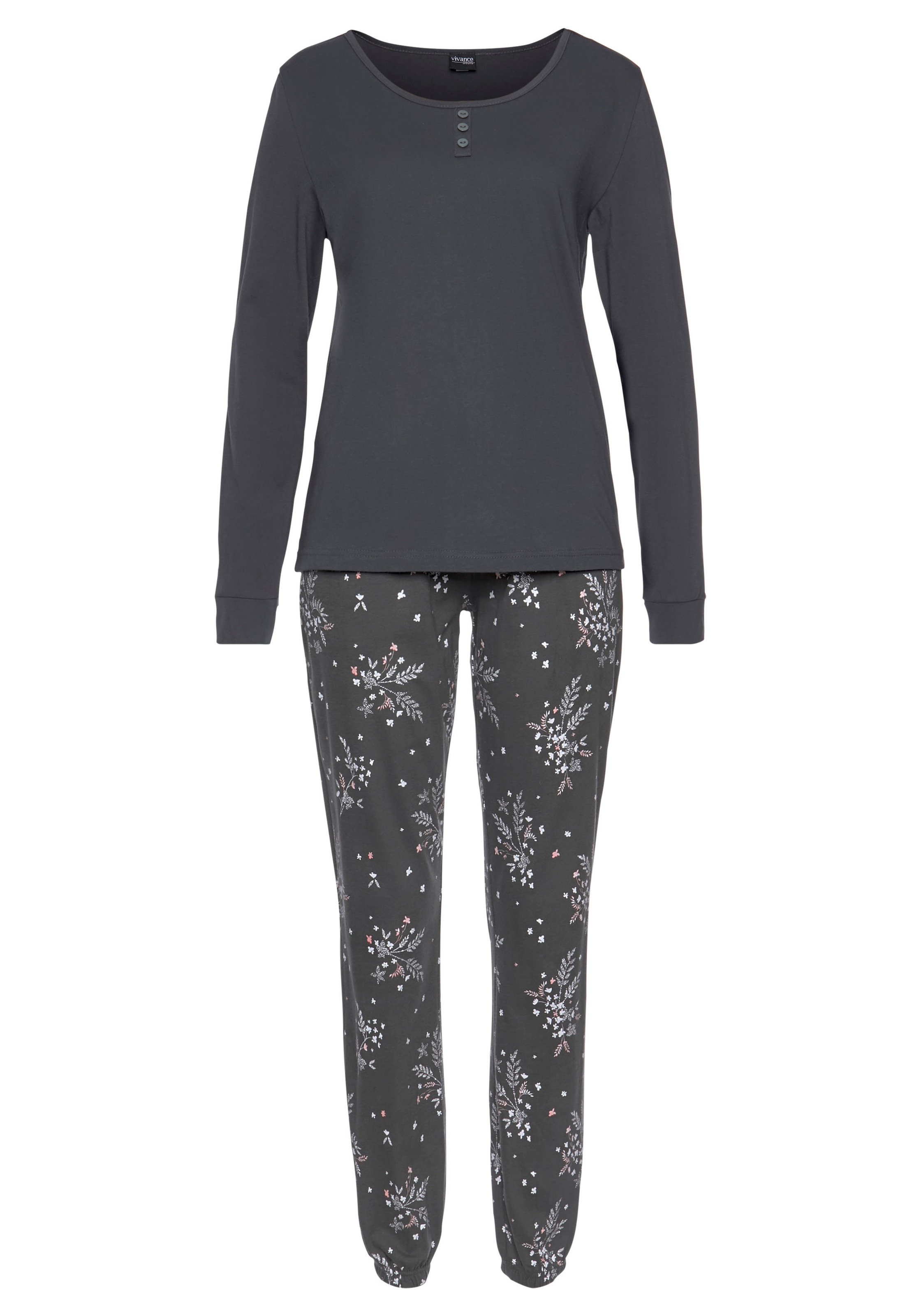 Vivance Dreams Pyjama 2 Stk. tlg., mit Hortensienmuster günstig online kaufen