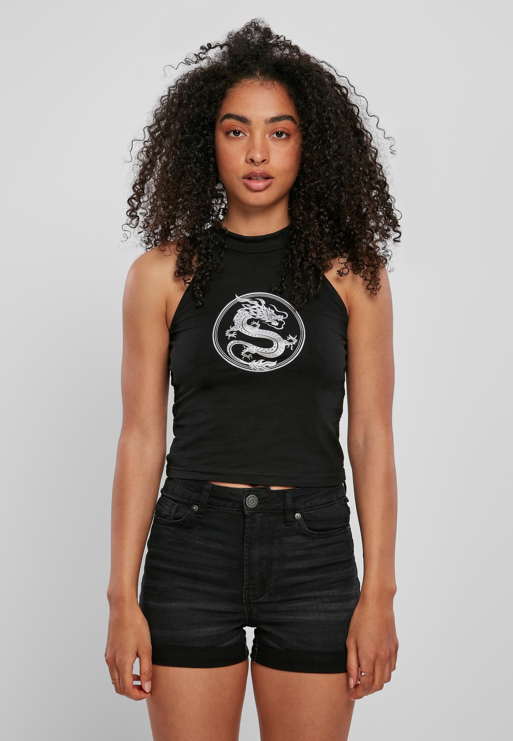 MisterTee Muskelshirt »MisterTee Damen Ladies Dragon Turtleneck Short Top«, (1 tlg.)