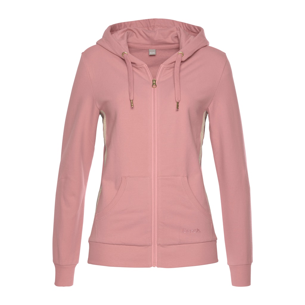 Bench. Loungewear Kapuzensweatjacke, mit Glitzer Streifen, Loungeanzug