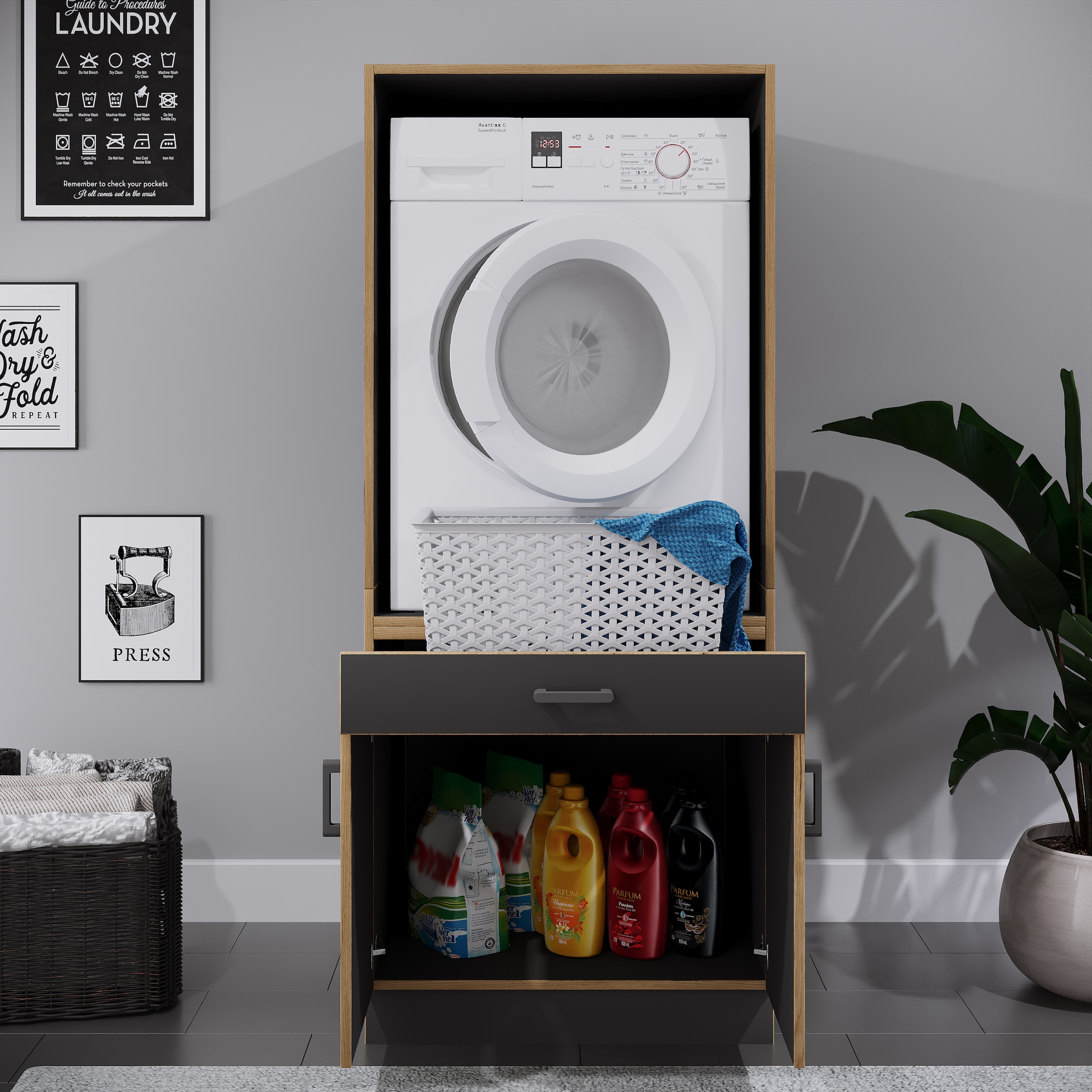 VCM Waschmaschinenumbauschrank »Überbauschrank Waschmaschine Überbau Rislo CL XL« 1 Stk. tlg.