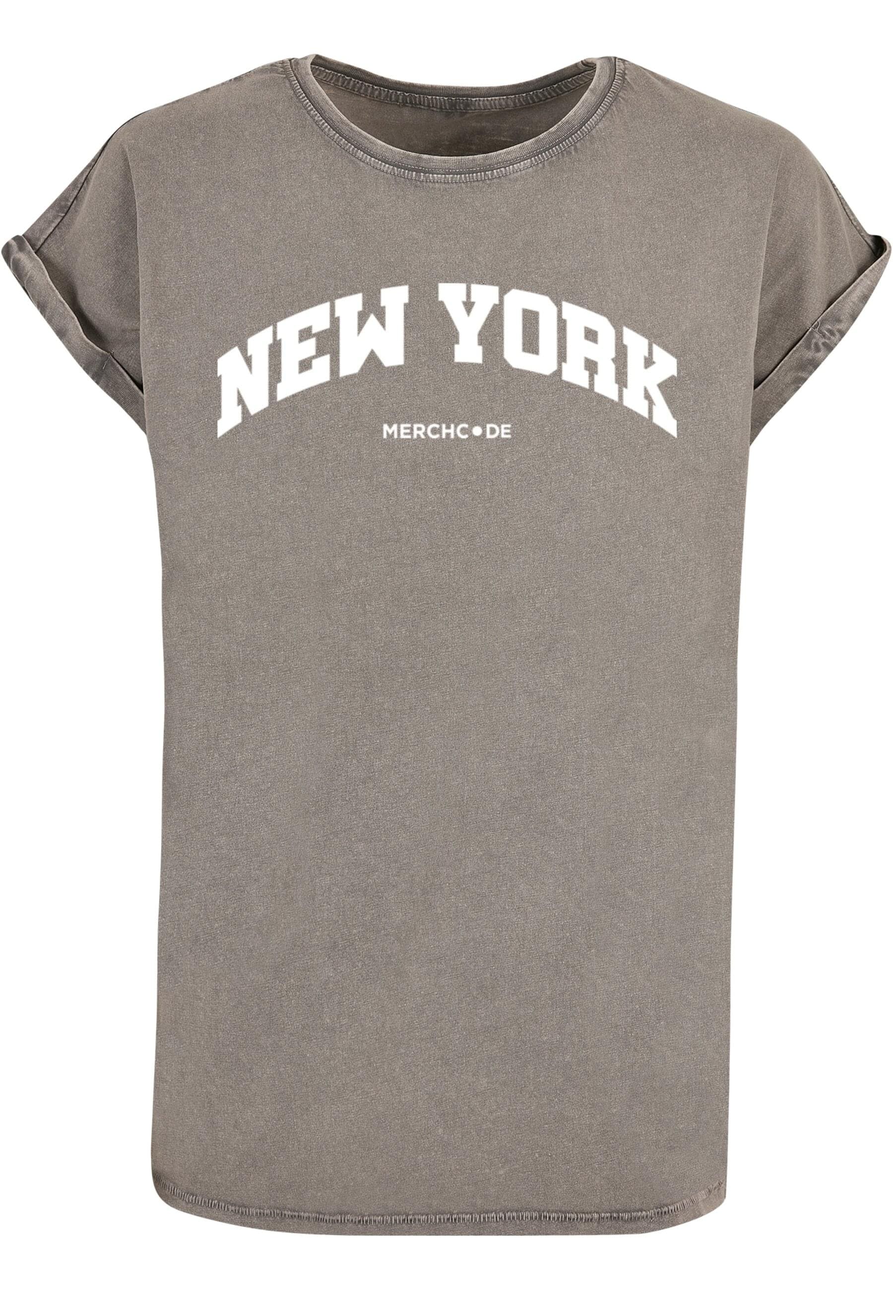 Merchcode T-Shirt "Merchcode Damen Ladies New York Wording - Acid Washed T- günstig online kaufen