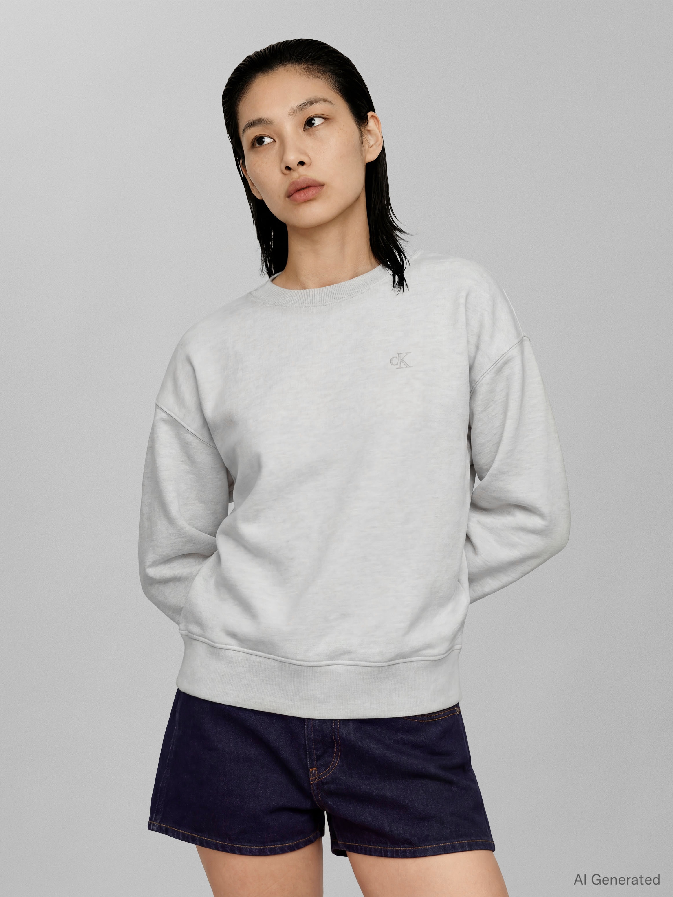 Calvin Klein Jeans »RELAXED MONOGRAM FRENCH TERRY«, Relaxed fit mit Rundhalsausschnitt
