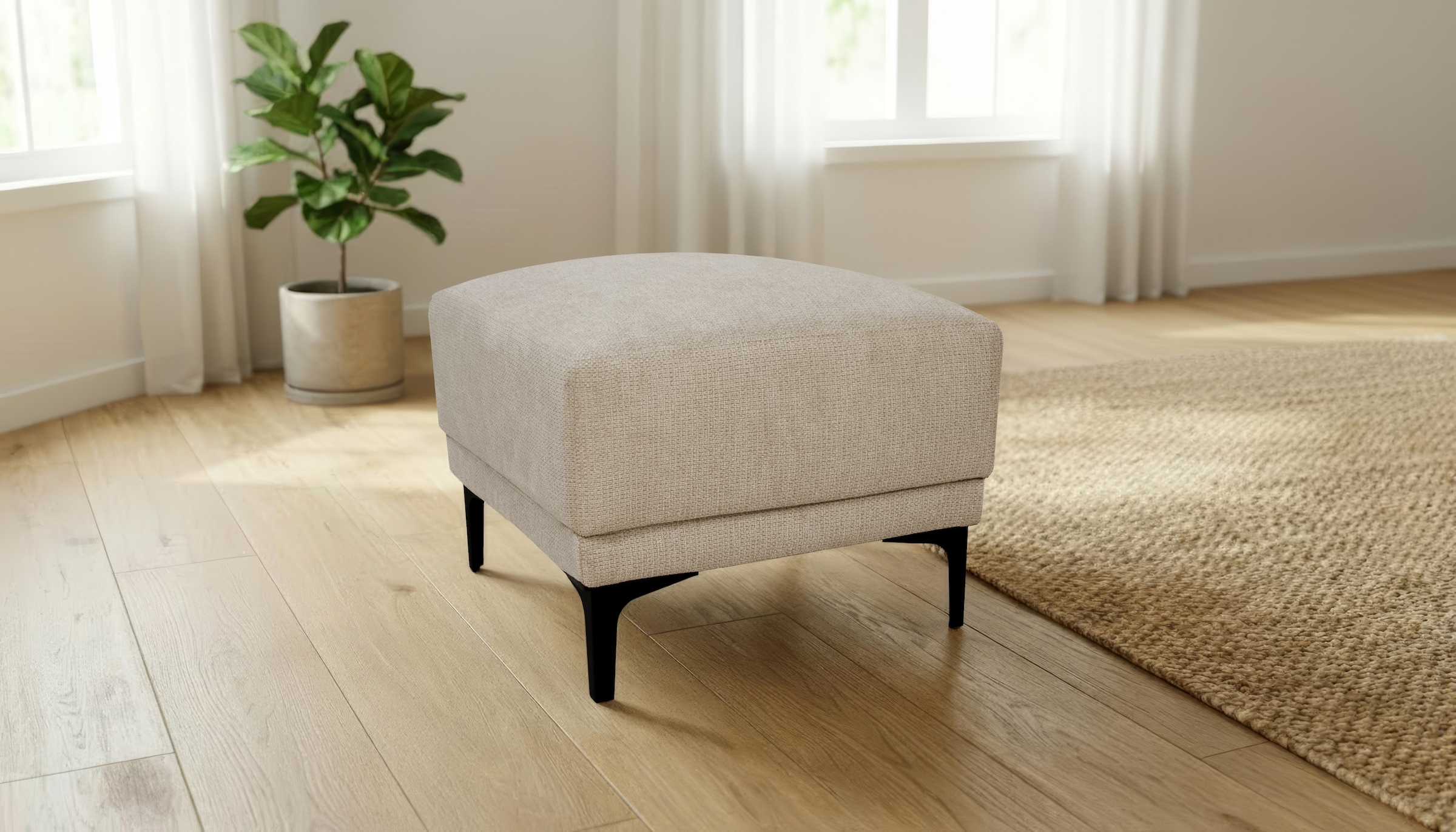 OTTO home Polsterhocker "Xander" Breite 58 cm, Soft-Touch Chenille, schwarz günstig online kaufen