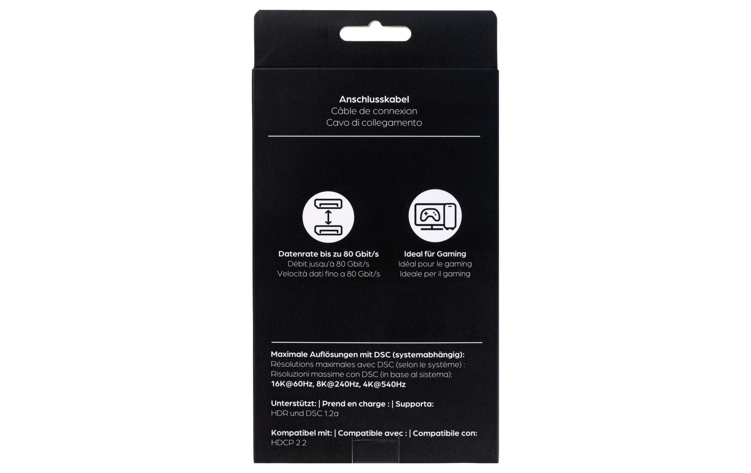 onit Video-Kabel »16K@60 Hz DisplayPort - 2 m« 200 cm Bidirektionales Videokabel nach DP-2.1-Spezifikation