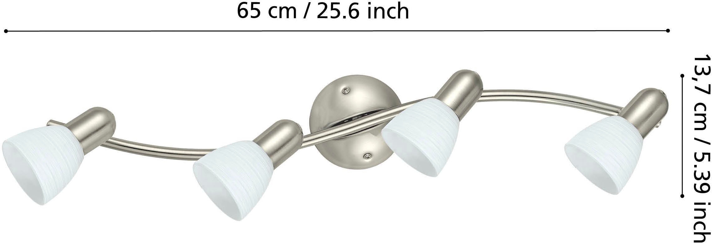 EGLO Deckenleuchte »Dakar 1 Deckenlampe, Deckenspot aus Stahl und Glas, E14, Deckenleuchte« E14 1 Stk. Spot - L65 x B10 cm - nickel-matt - 4X40W exkl.