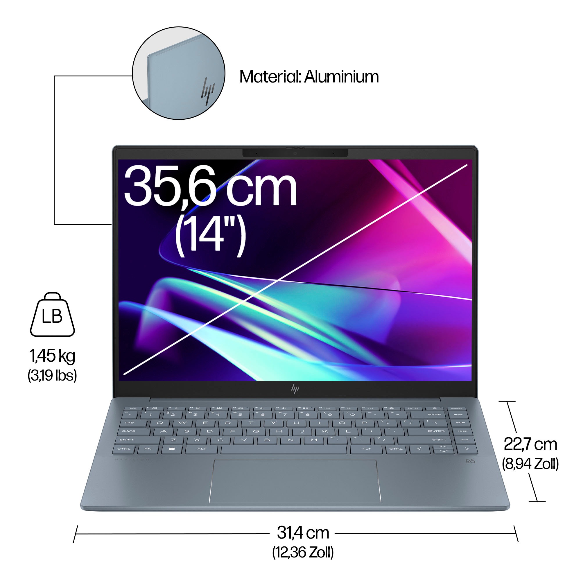 HP Notebook »14-ew1077ng«, 35,6 cm, / 14 Zoll, Intel, Core Ultra 7, ARC, 1000 GB SSD
