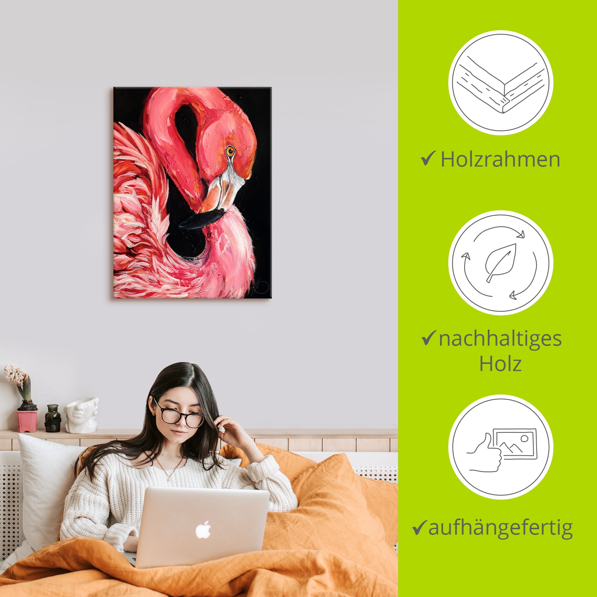 ARTland Flamin-GO Wandbild Pink 30x40cm 2
