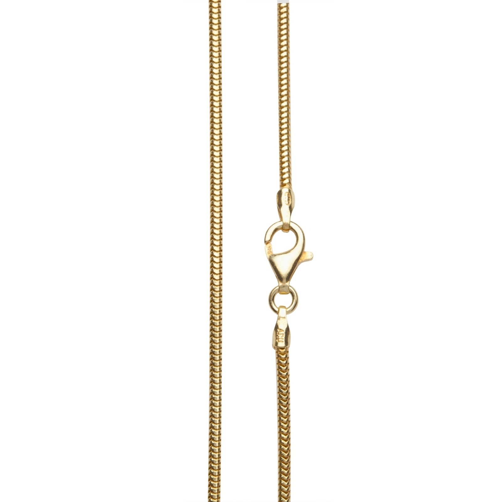 OSTSEE-SCHMUCK Damen Silberkette "- Schlange 1,6 mm - Silber 925/000, vergoldet -", 70, Silber 925 (Sterlingsilber), gold, Silber 925