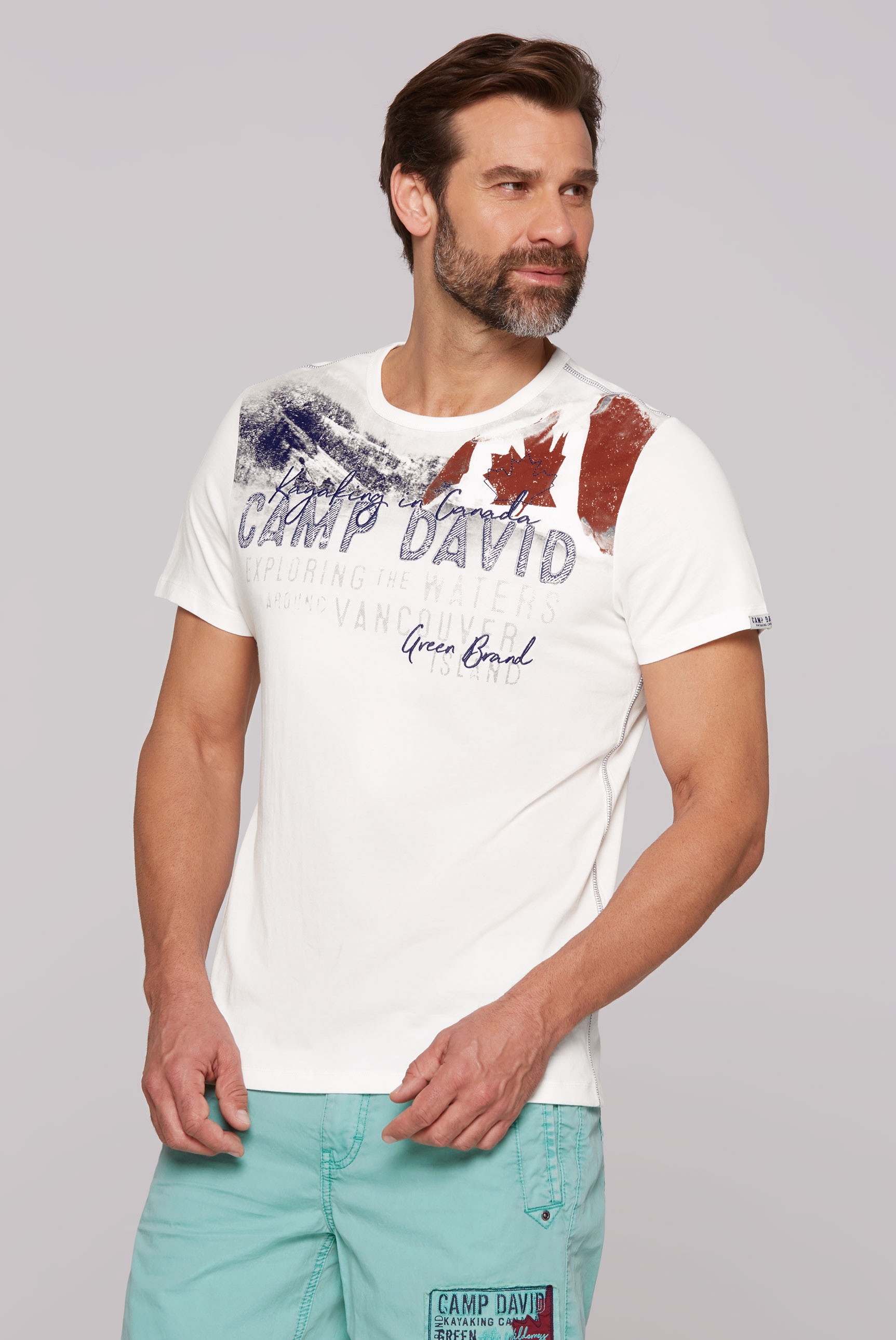 CAMP DAVID T-Shirt, mit Print und Logo-Stickerei günstig online kaufen