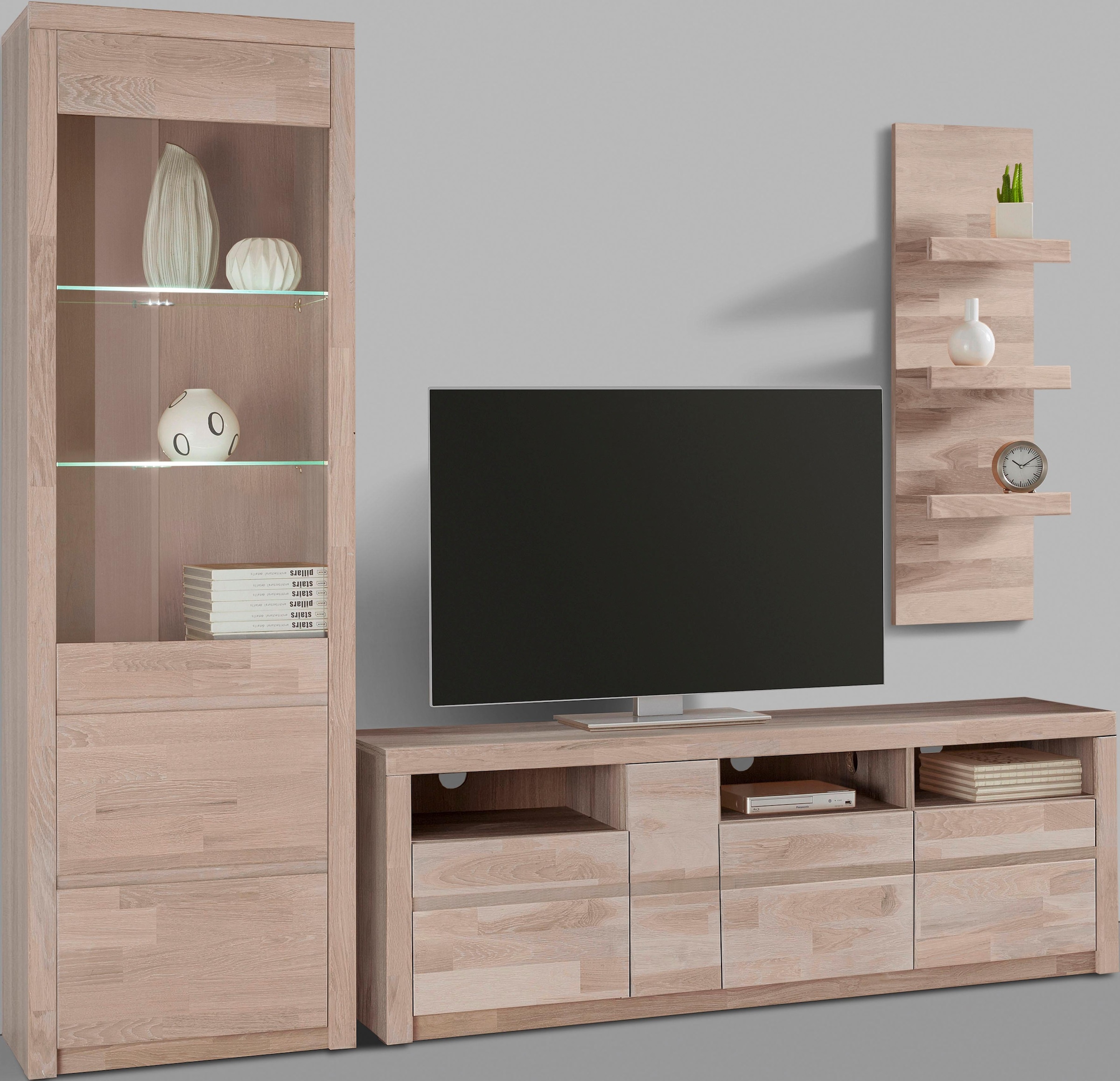 Home affaire Wohnwand "Silkeborg" Set, 3 Stk. tlg. teilmassives Holz günstig online kaufen