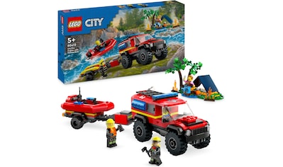 Konstruktionsspielsteine »Feuerwehrgeländewagen mit Rettungsboot (60412), LEGO City«,...