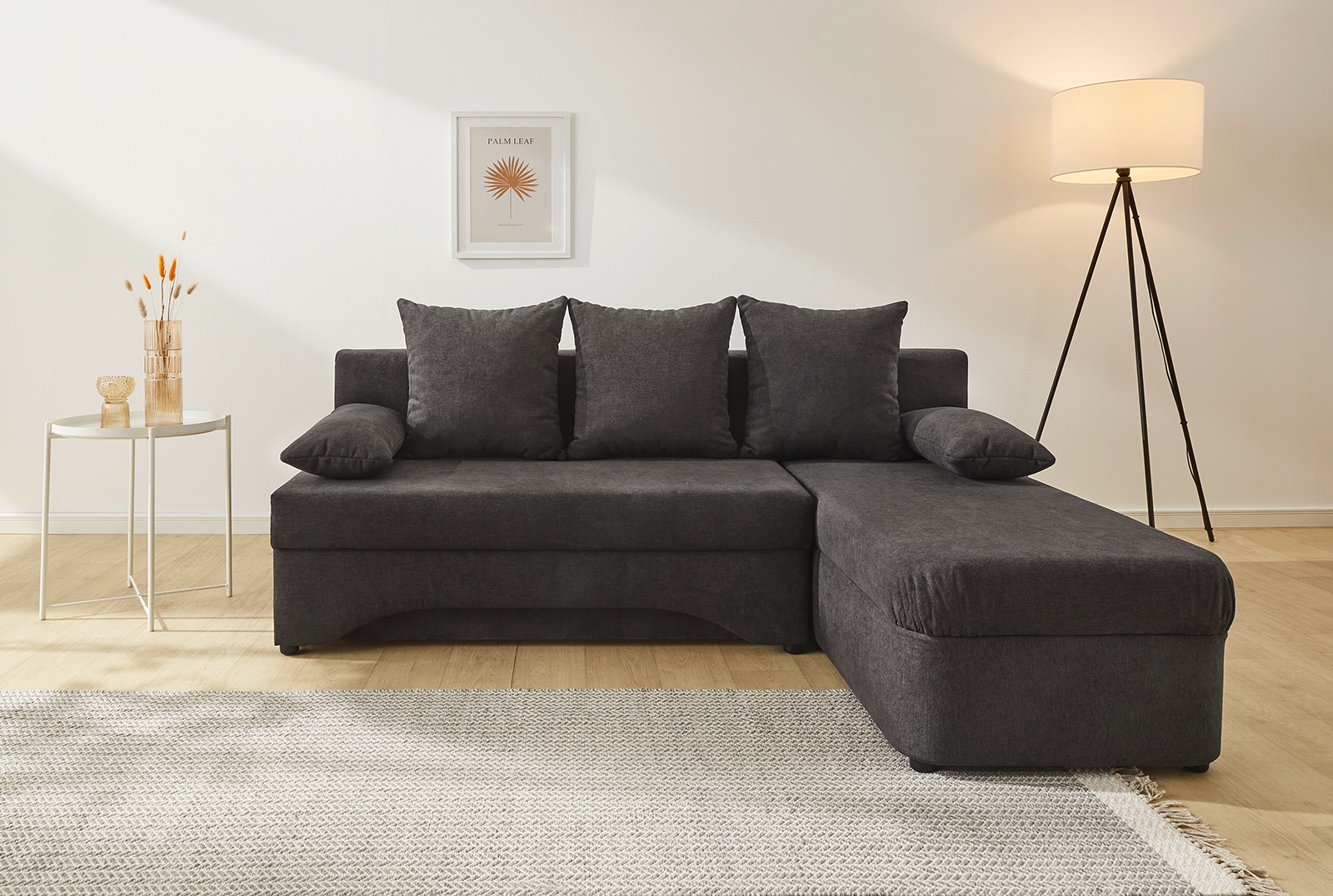 Jockenhöfer Gruppe "L-Form, B: 191 cm, auch in Cord" Platzsparendes Schlafsofa & Eckcouch mit Bettkasten & Schlaffunktion