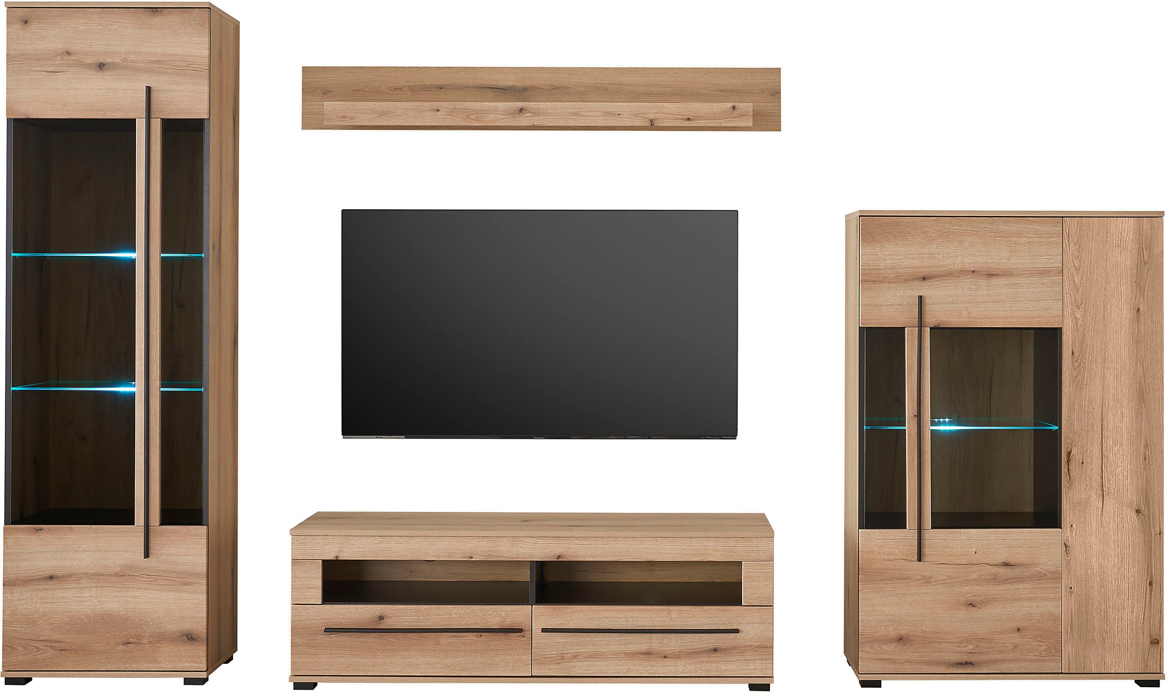 Thumbnail - Home affaire Wohnwand "Cantara, moderne Anbauwand, Wohnzimmer-Set, in Eiche Evoke oder Weiß" Set