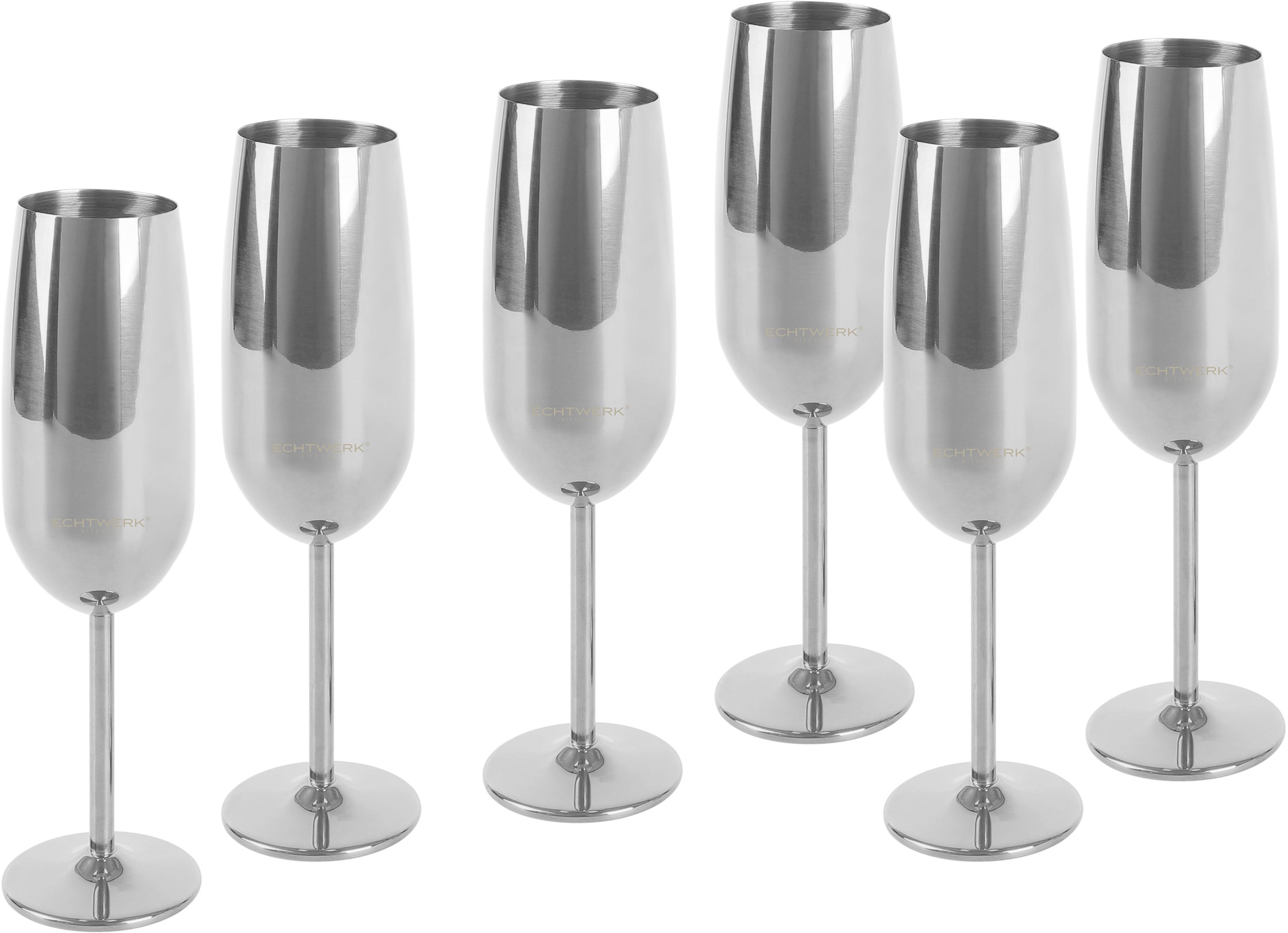 ECHTWERK Champagnerglas Sektglas, Sektkelch, Champagnerkelch, bruchsicher, 250 ml