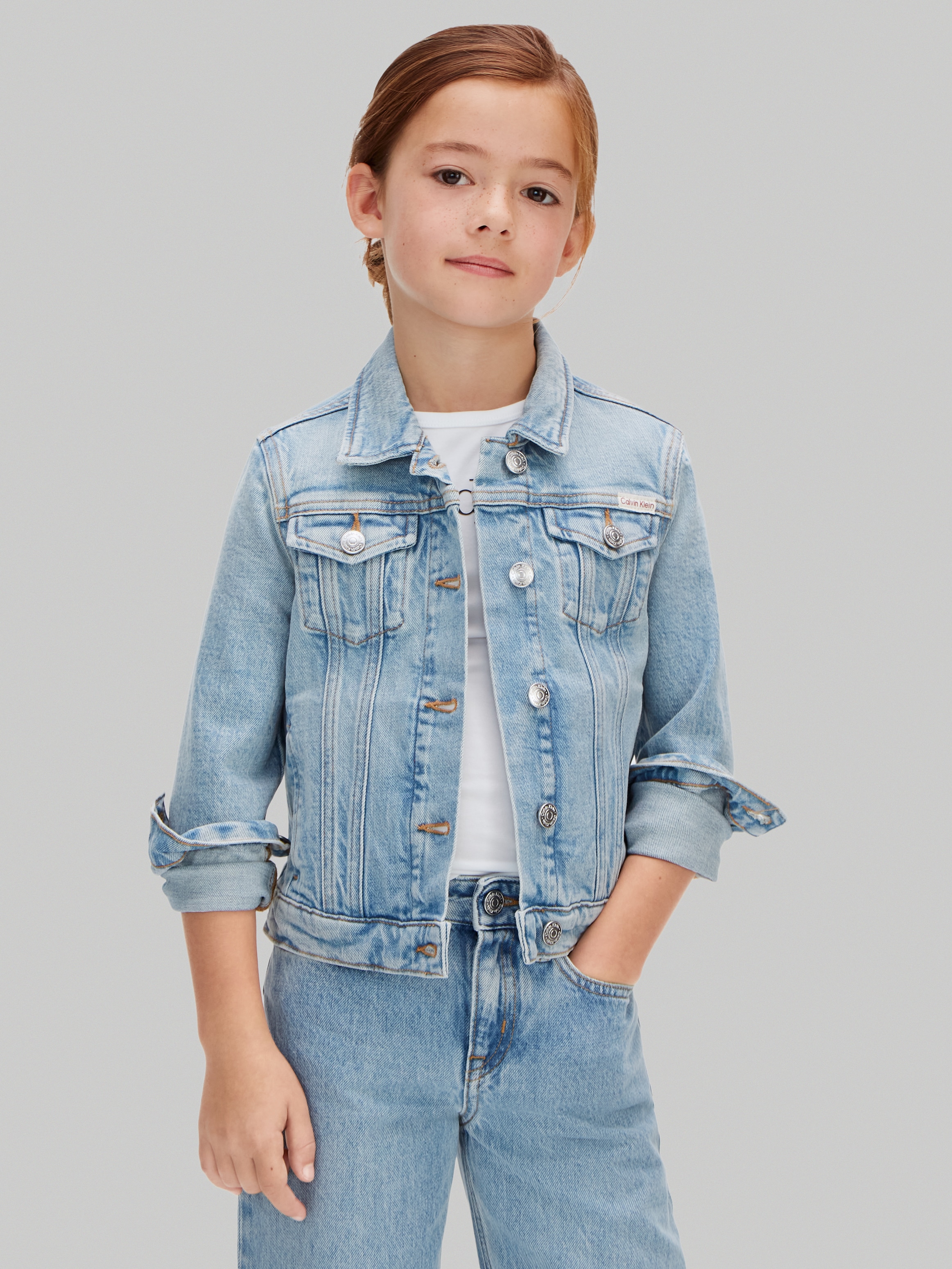 Calvin Klein Jeans Jeansjacke "DENIM WASH" ohne Kapuze Regular fit für Kinder mit Taschen