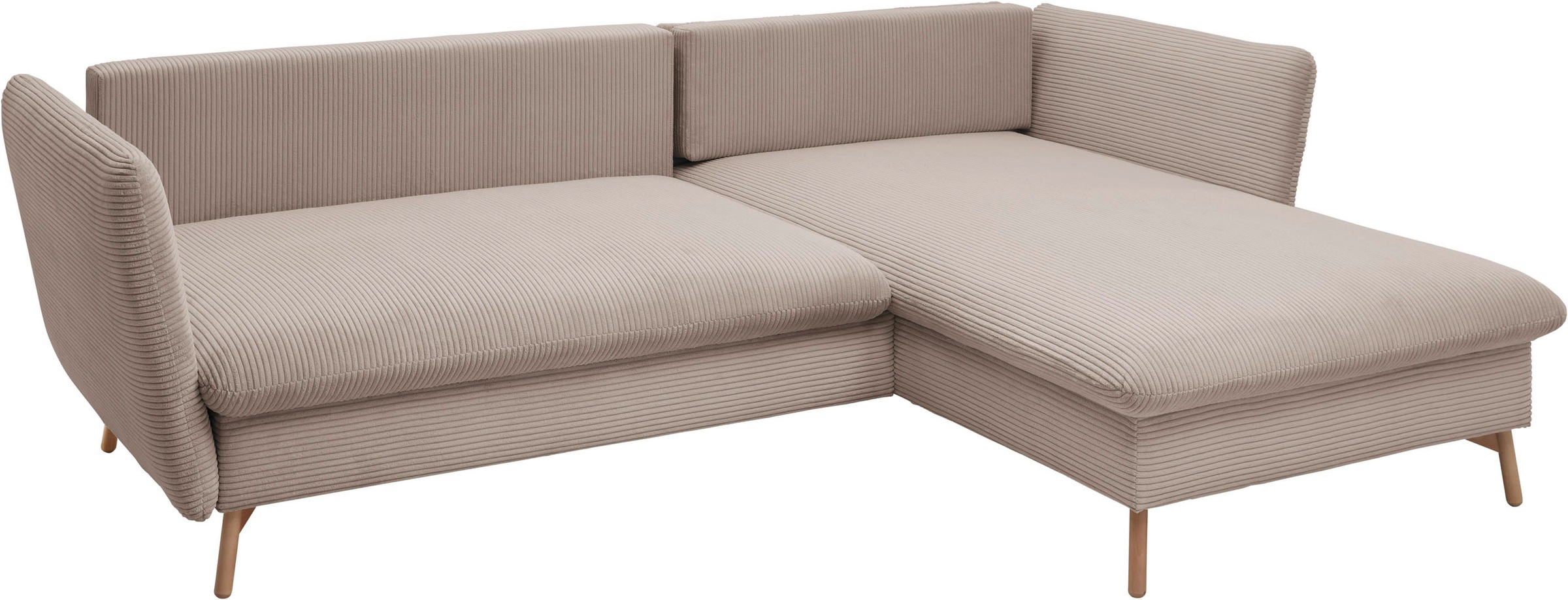 andas Ecksofa »MERLE, 258 cm, L-Form, traumhafter Cord,«, mit Bettfunktion und Bettkasten, Liegefläche 224 x 139