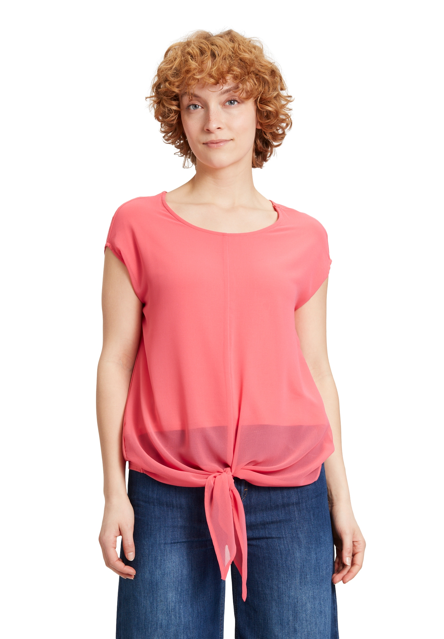 Cartoon Kurzarmshirt "Damen Rundhals-Shirt mit Schleifenknoten" 1 Stk. tlg. günstig online kaufen