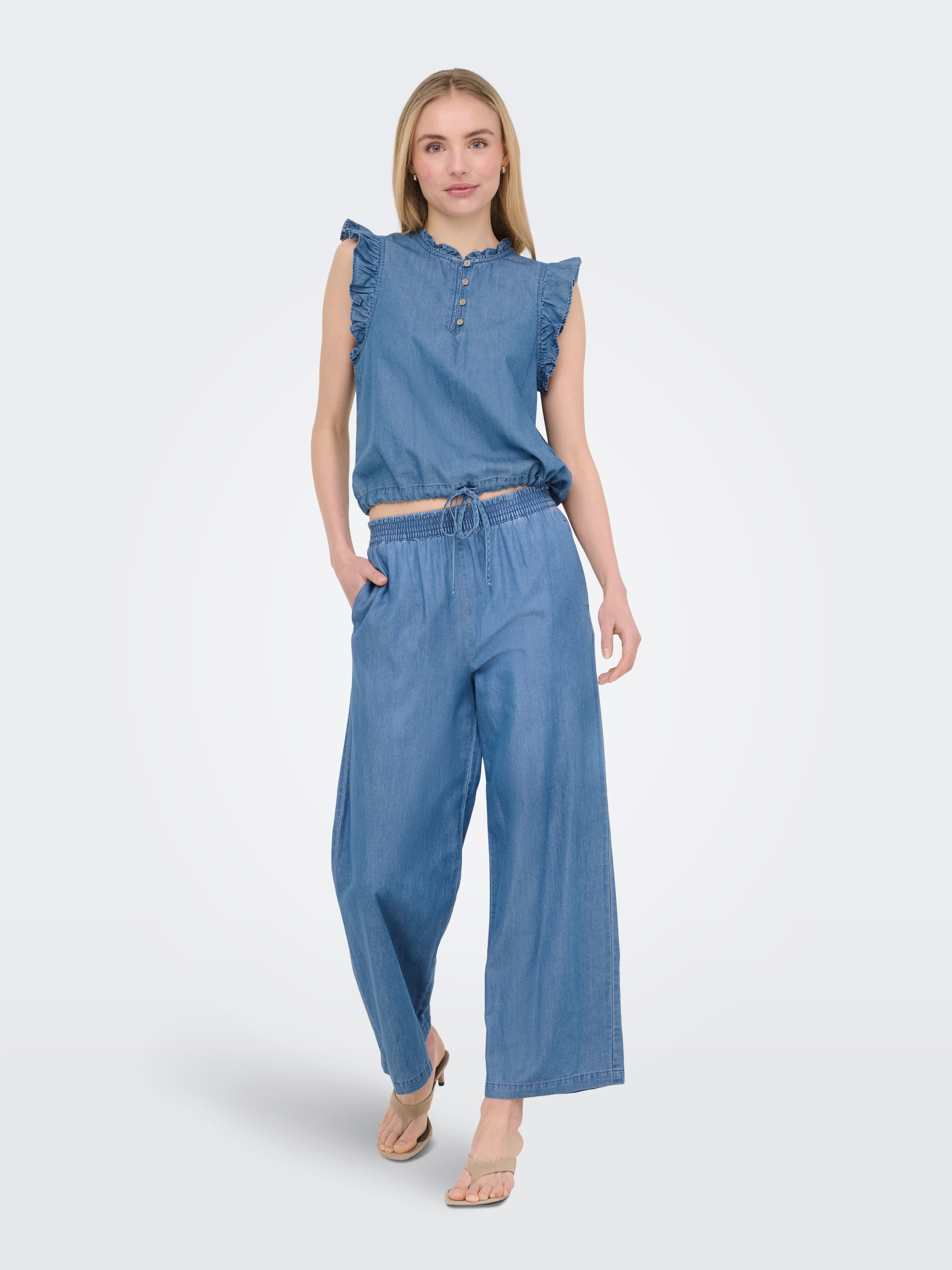 ONLY Weite Jeans »ONLETTY-BEA ELASTIC WIDE DNM QYT« Baumwollmischung, regular waist